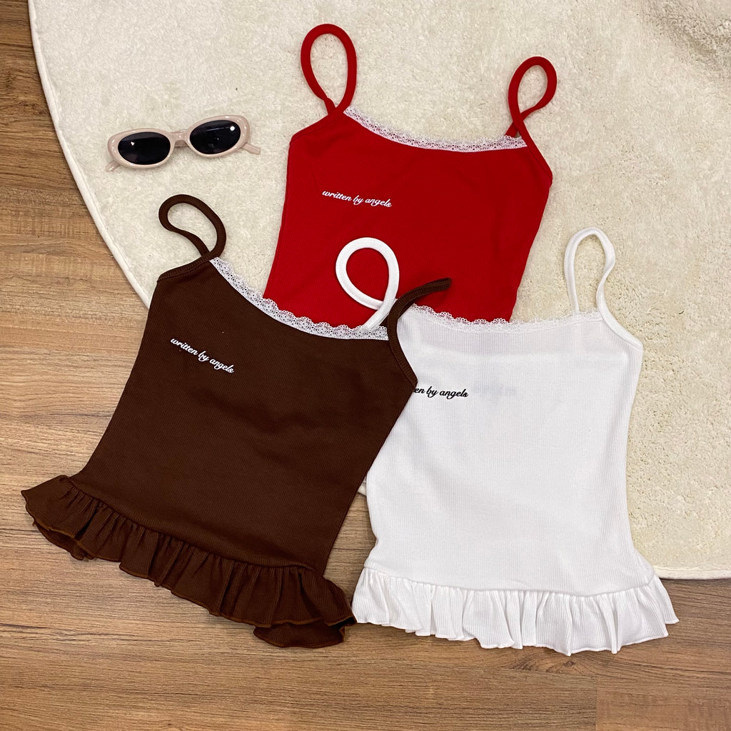 B008字母蕾丝边吊带上衣｜Ready stock 现货