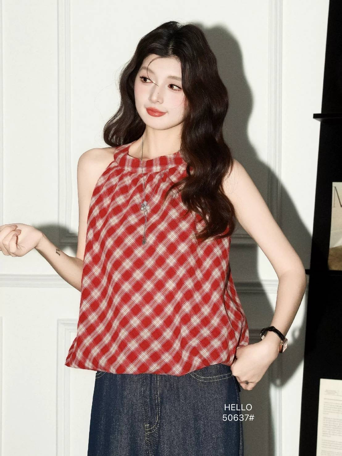 B001 复古格纹上衣｜Ready stock 现货