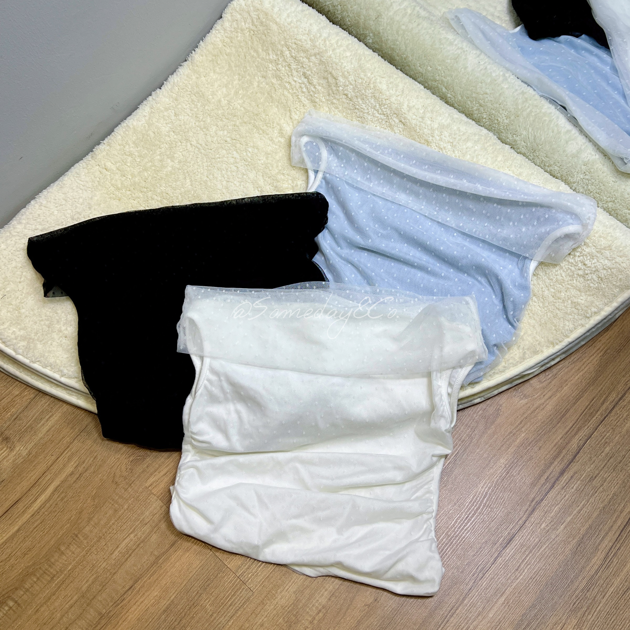 B023 甜美一字肩网纱上衣｜Ready stock 现货