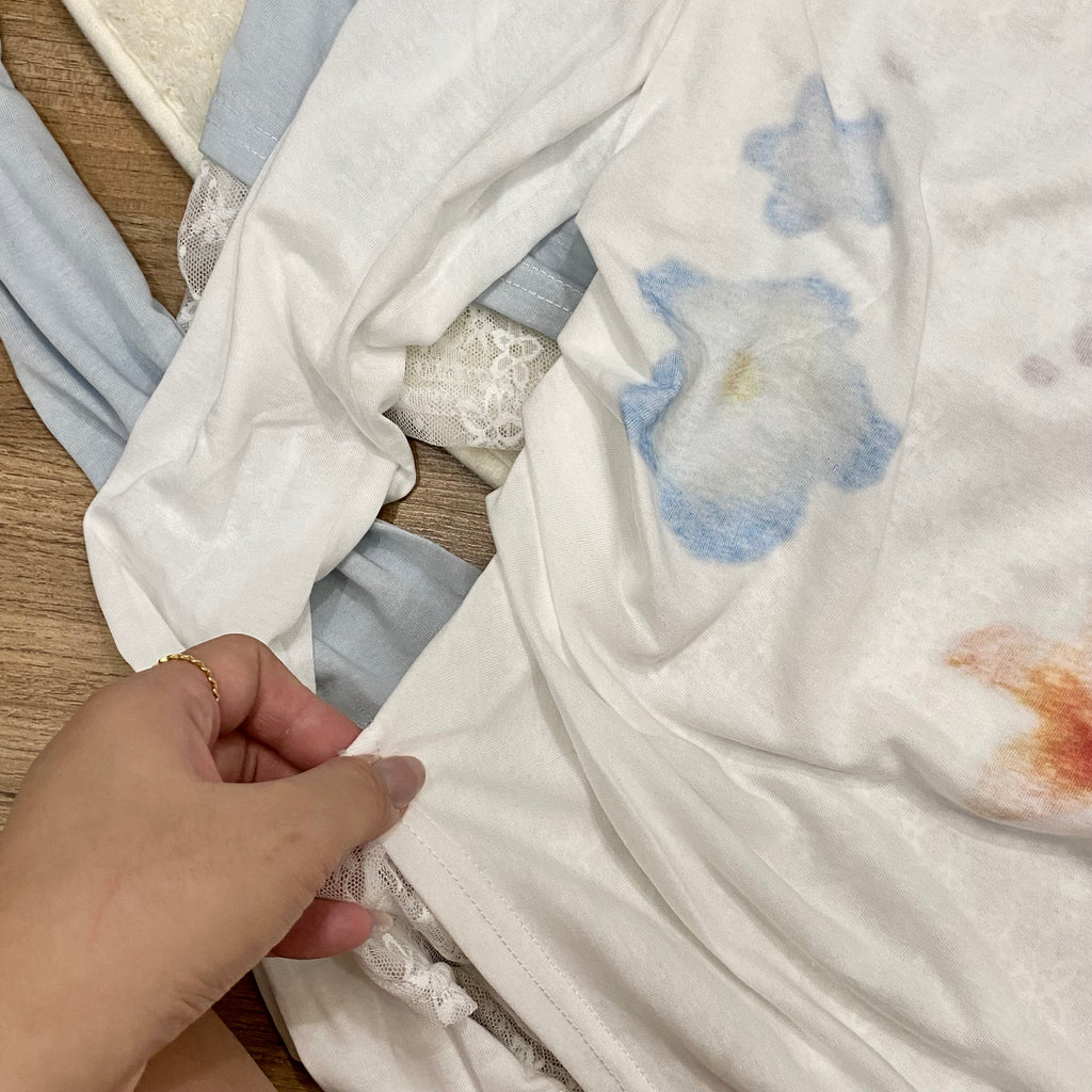 LT003 假两件蕾丝斜肩上衣｜Ready stock 现货