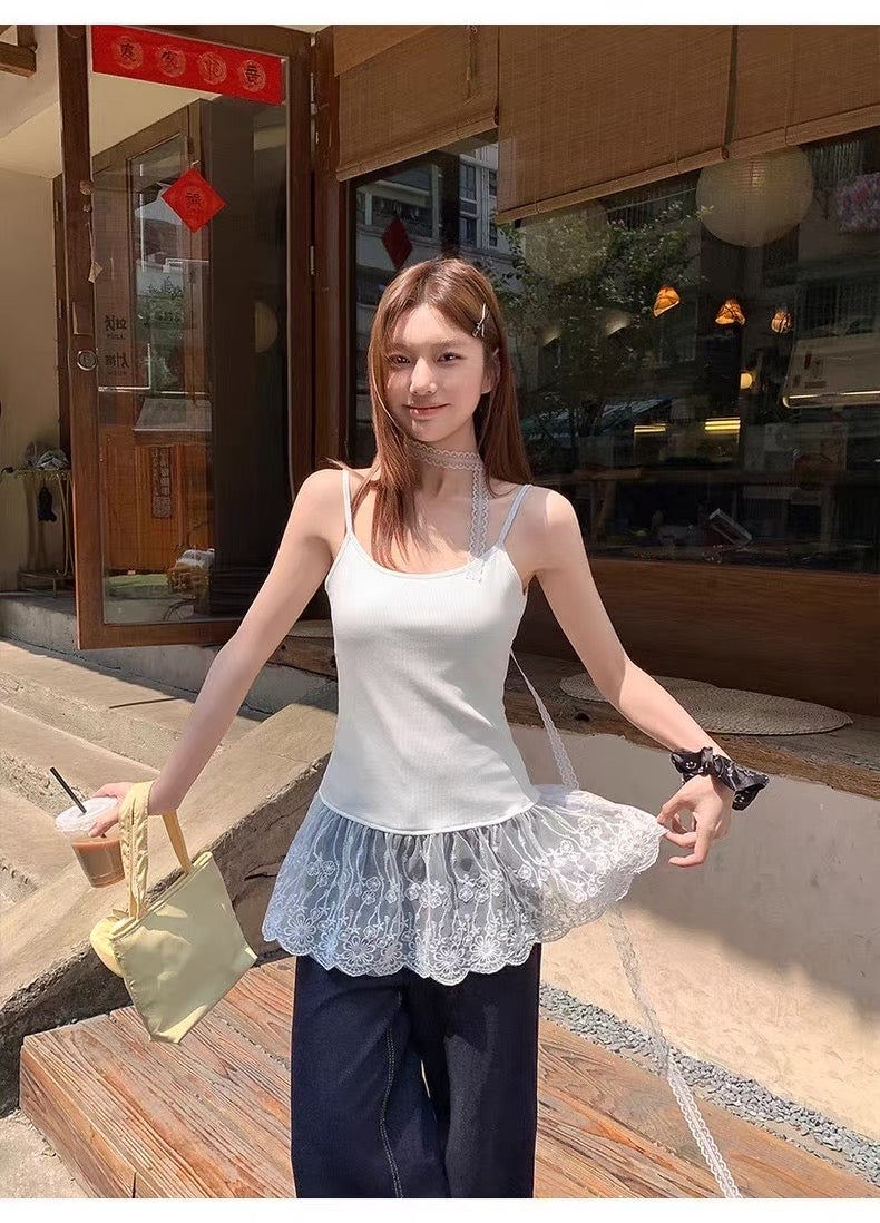 B027 纯欲蕾丝边吊带上衣｜Ready stock 现货