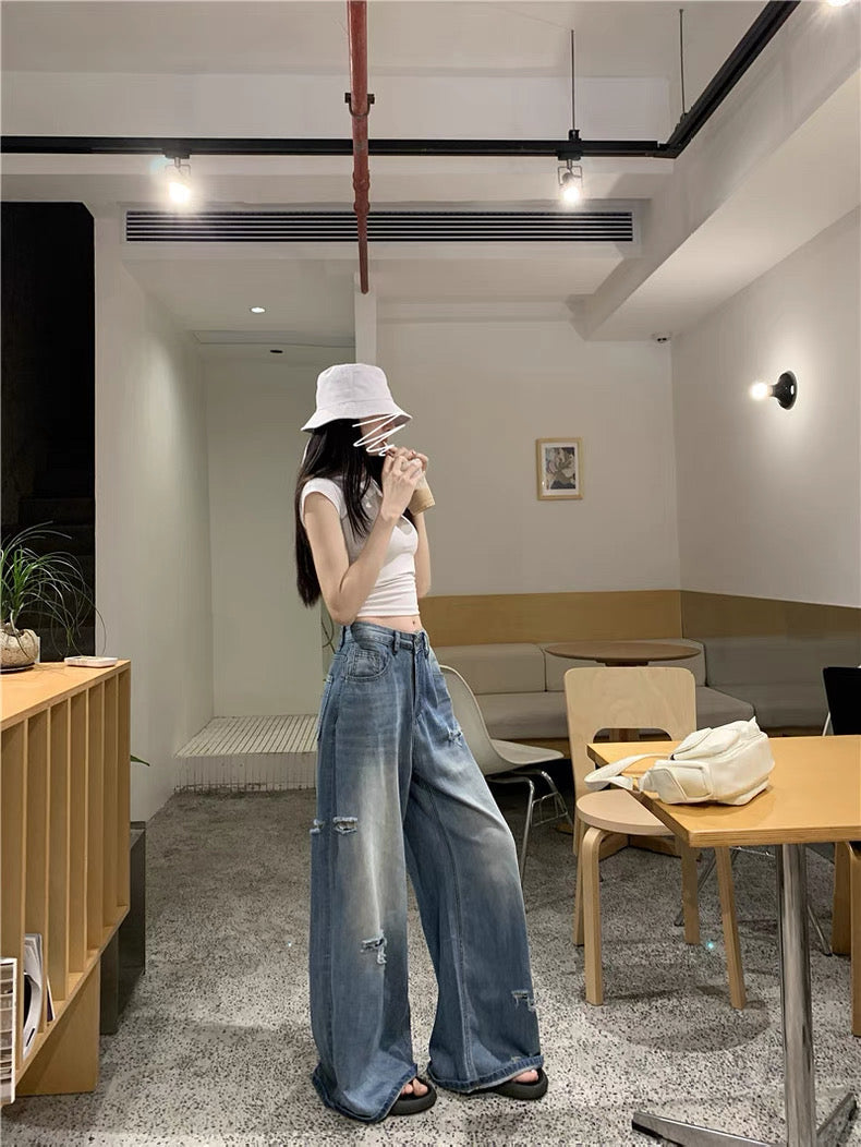 LP002 超百搭柔软面料牛仔阔腿长裤｜Ready Stock 现货