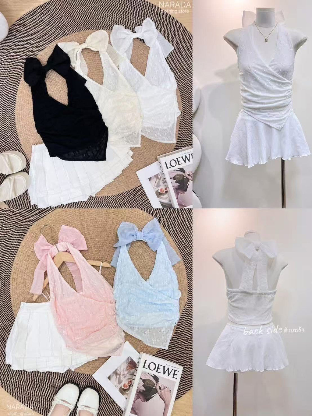 B011 蝴蝶结挂脖露背上衣｜Ready stock 现货