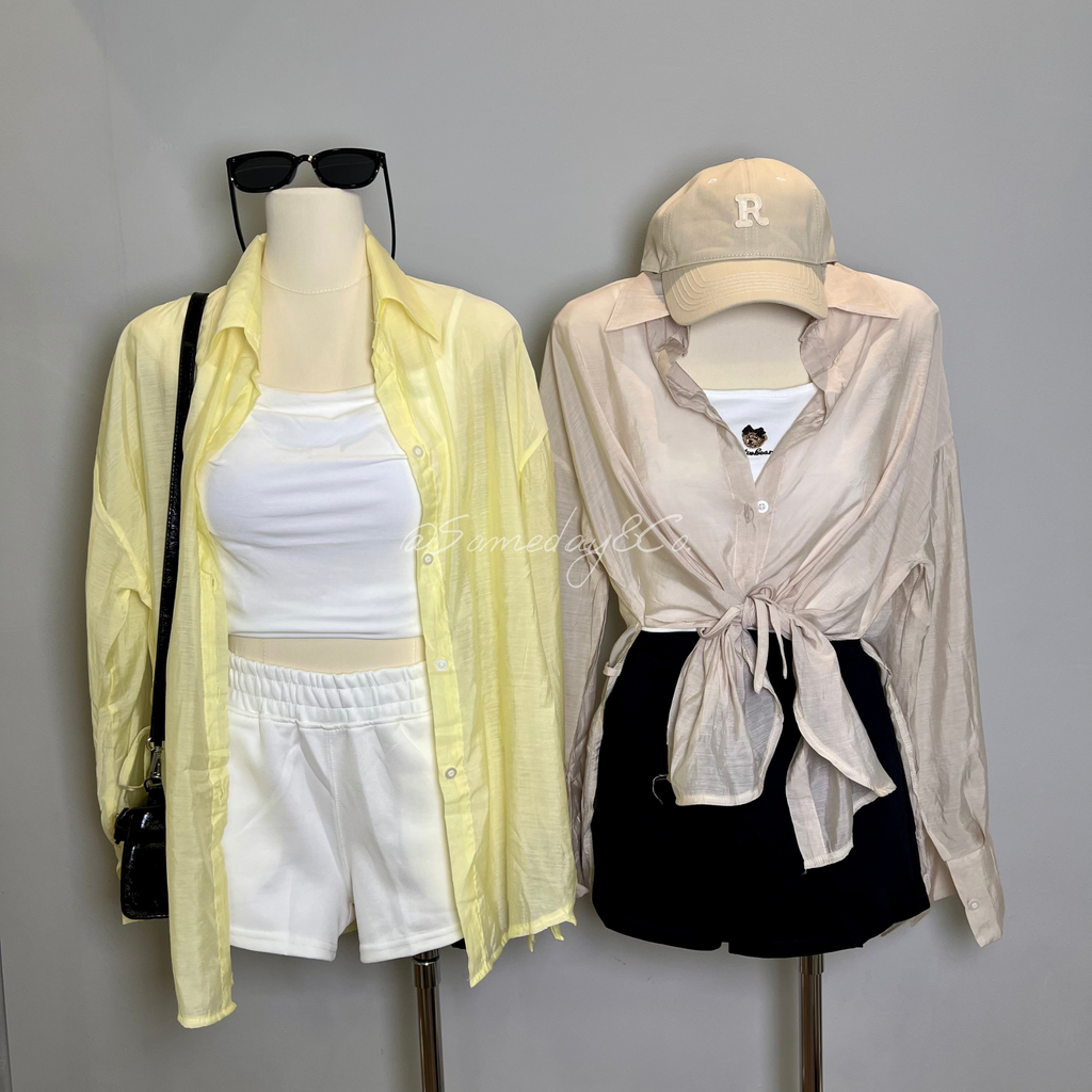 C001 微透侧边绑带防晒衬衫｜Ready stock 现货
