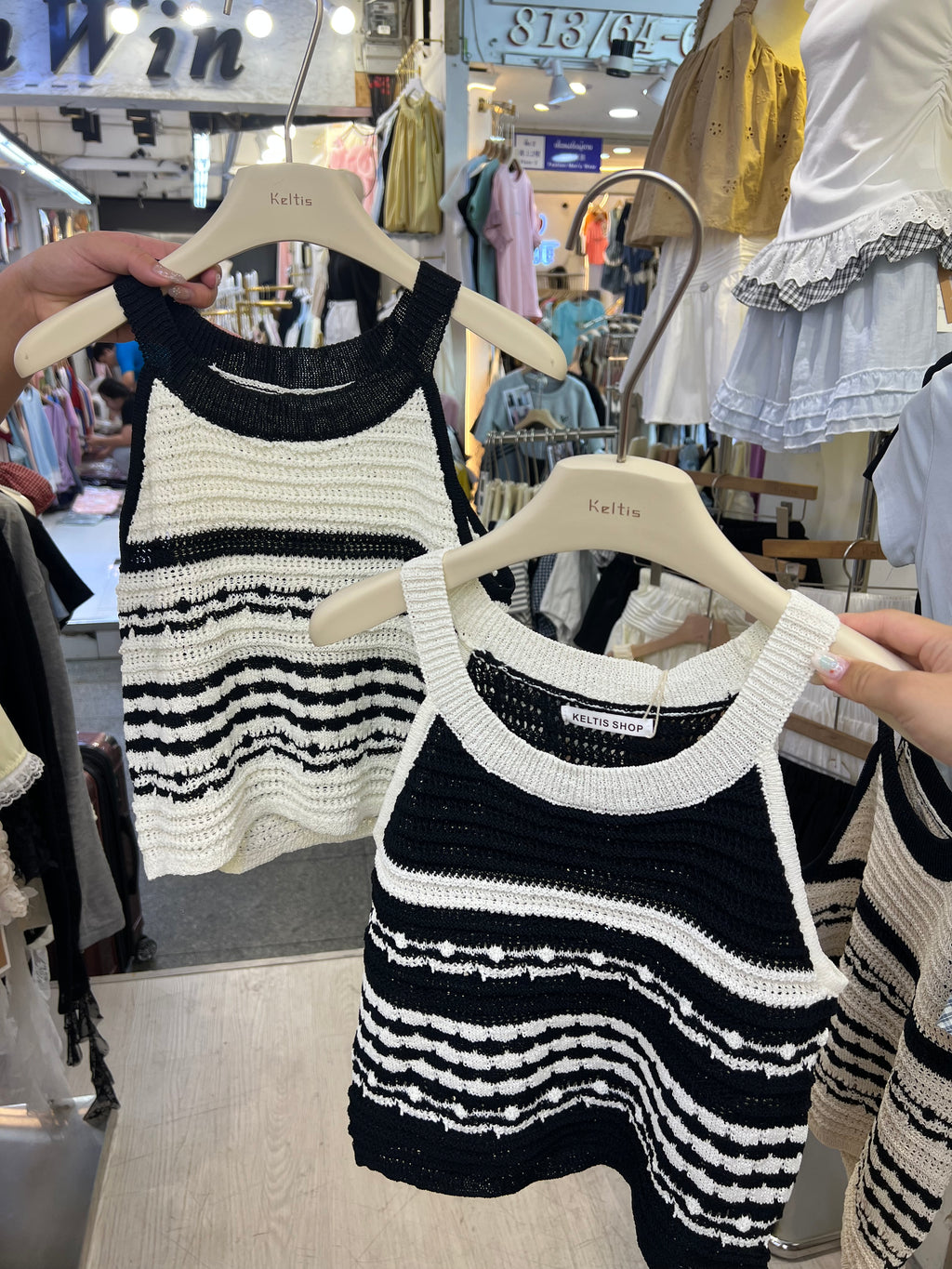 B022 韩系撞色针织无袖上衣｜Ready stock