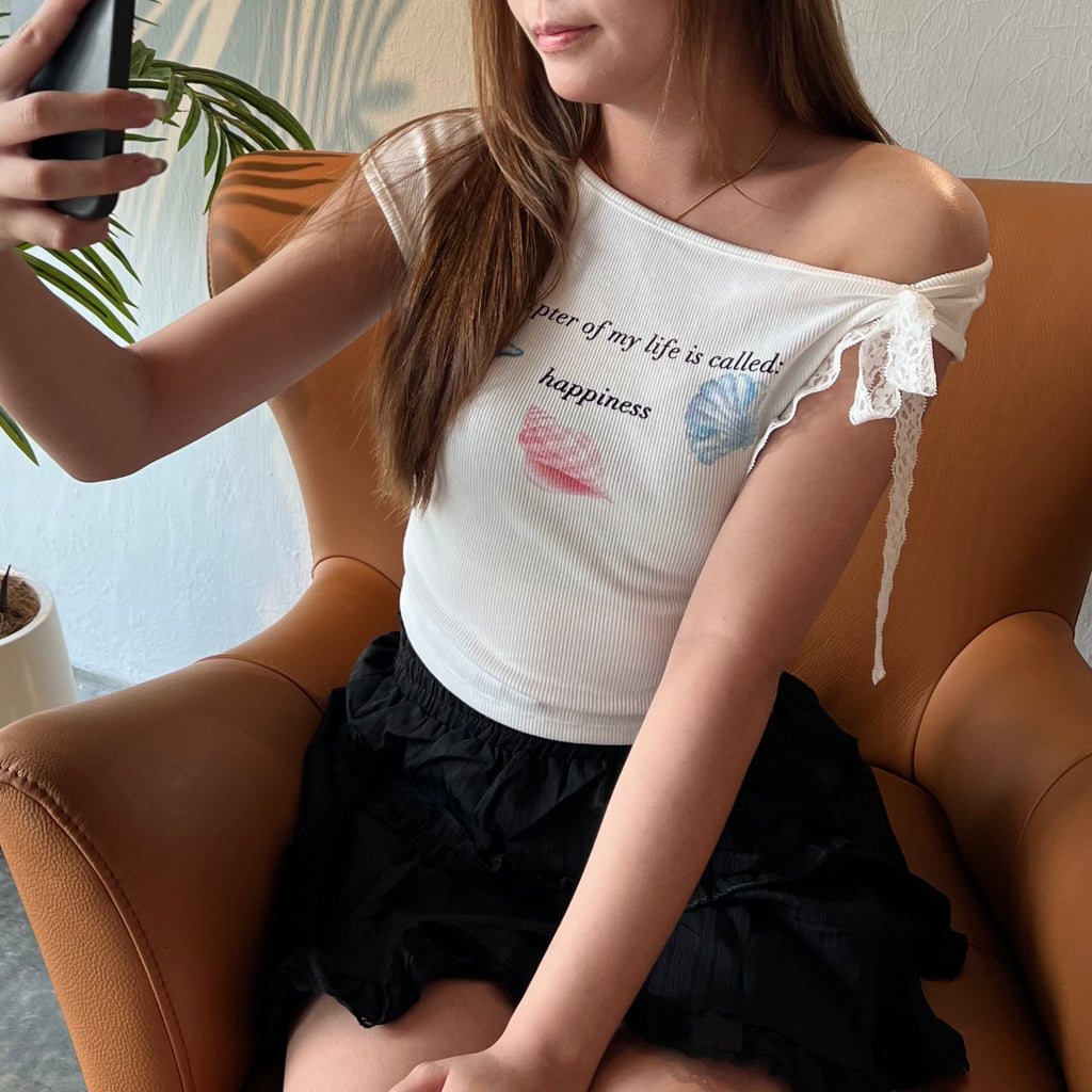 T003 美式辣妹斜肩上衣 | Ready stock 现货