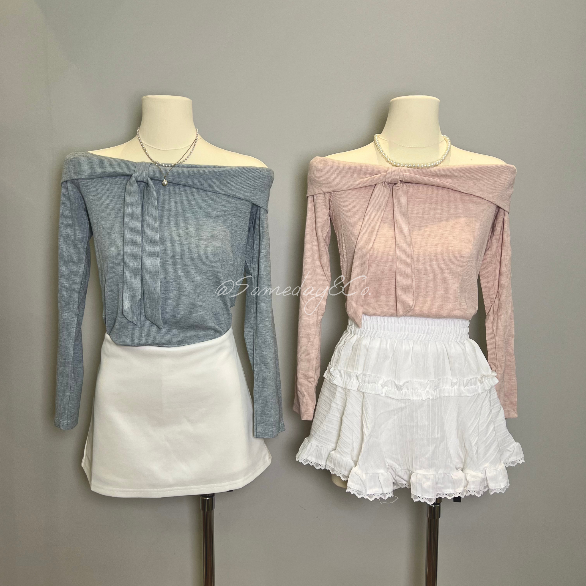 LT002 一字肩磨毛长袖｜Ready stock 现货