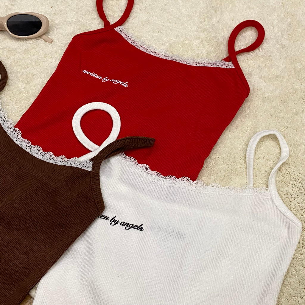 B008字母蕾丝边吊带上衣｜Ready stock 现货