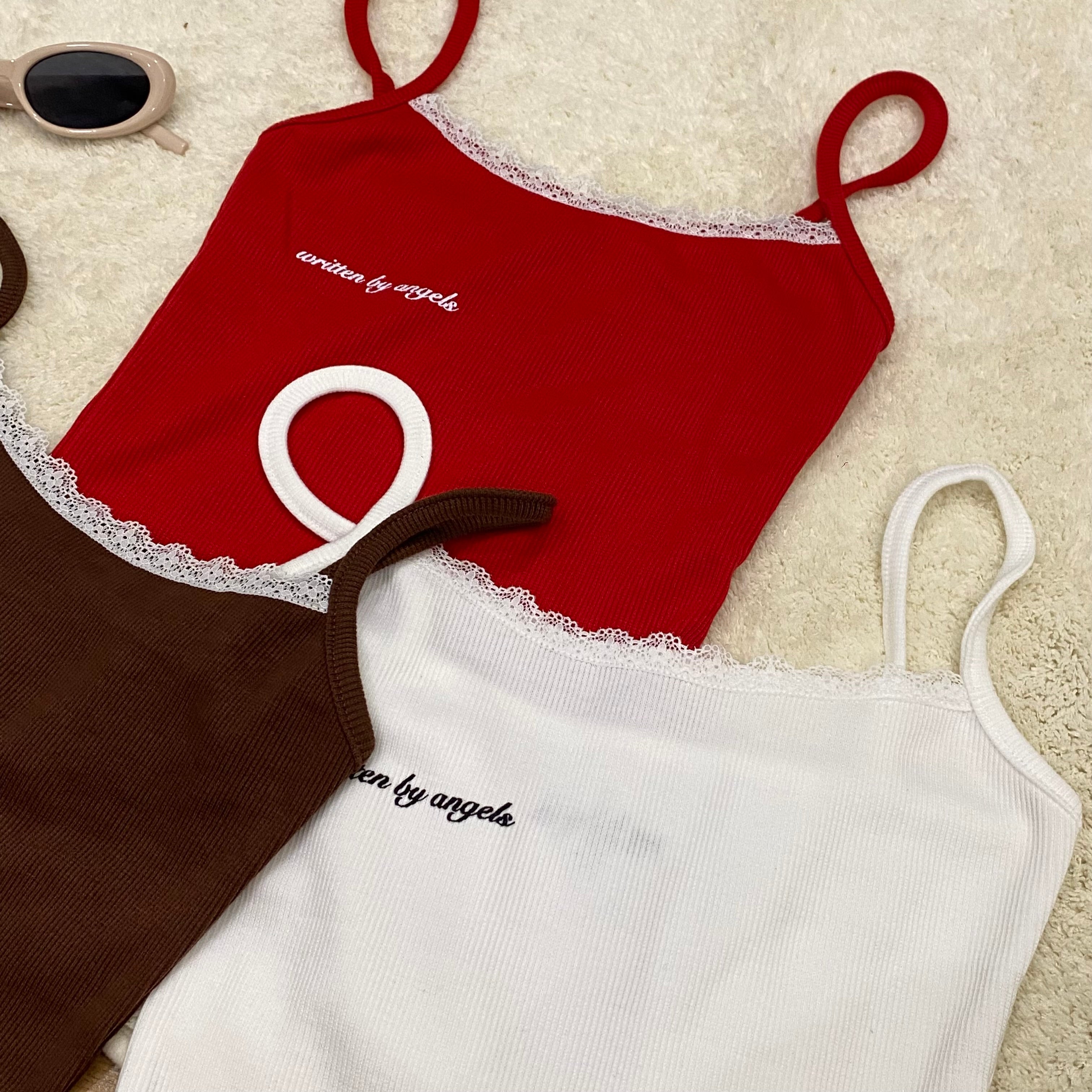 B008字母蕾丝边吊带上衣｜Ready stock 现货