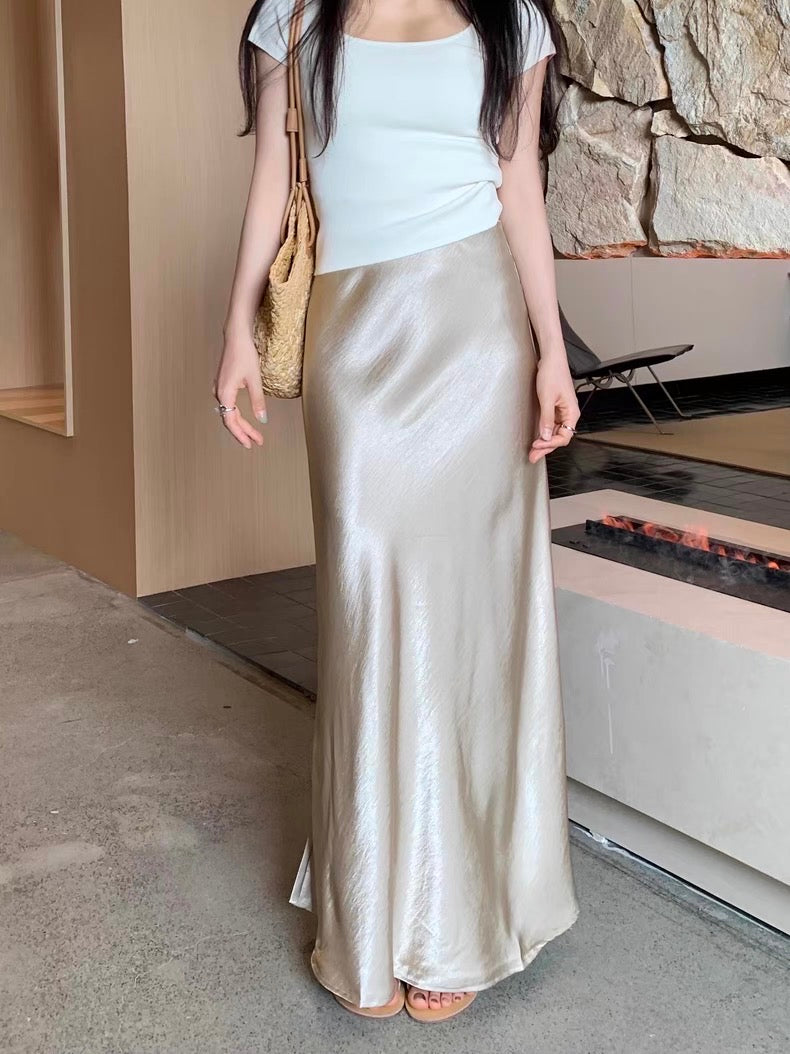 LS002 缎面气质鱼尾长裙｜Ready stock 现货