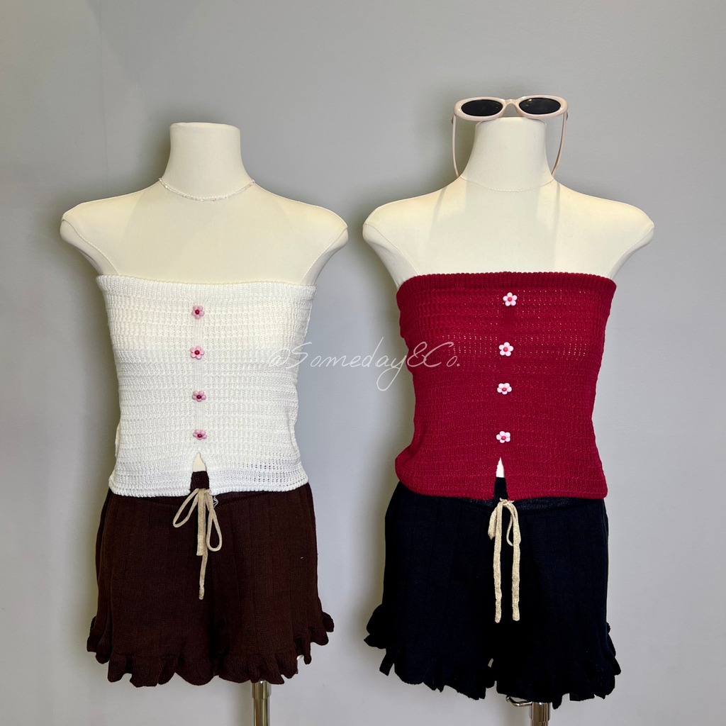 B006 小花针织抹胸上衣 ｜Ready stock 现货