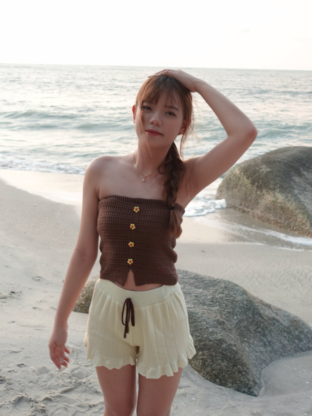 B006 小花针织抹胸上衣 ｜Ready stock 现货