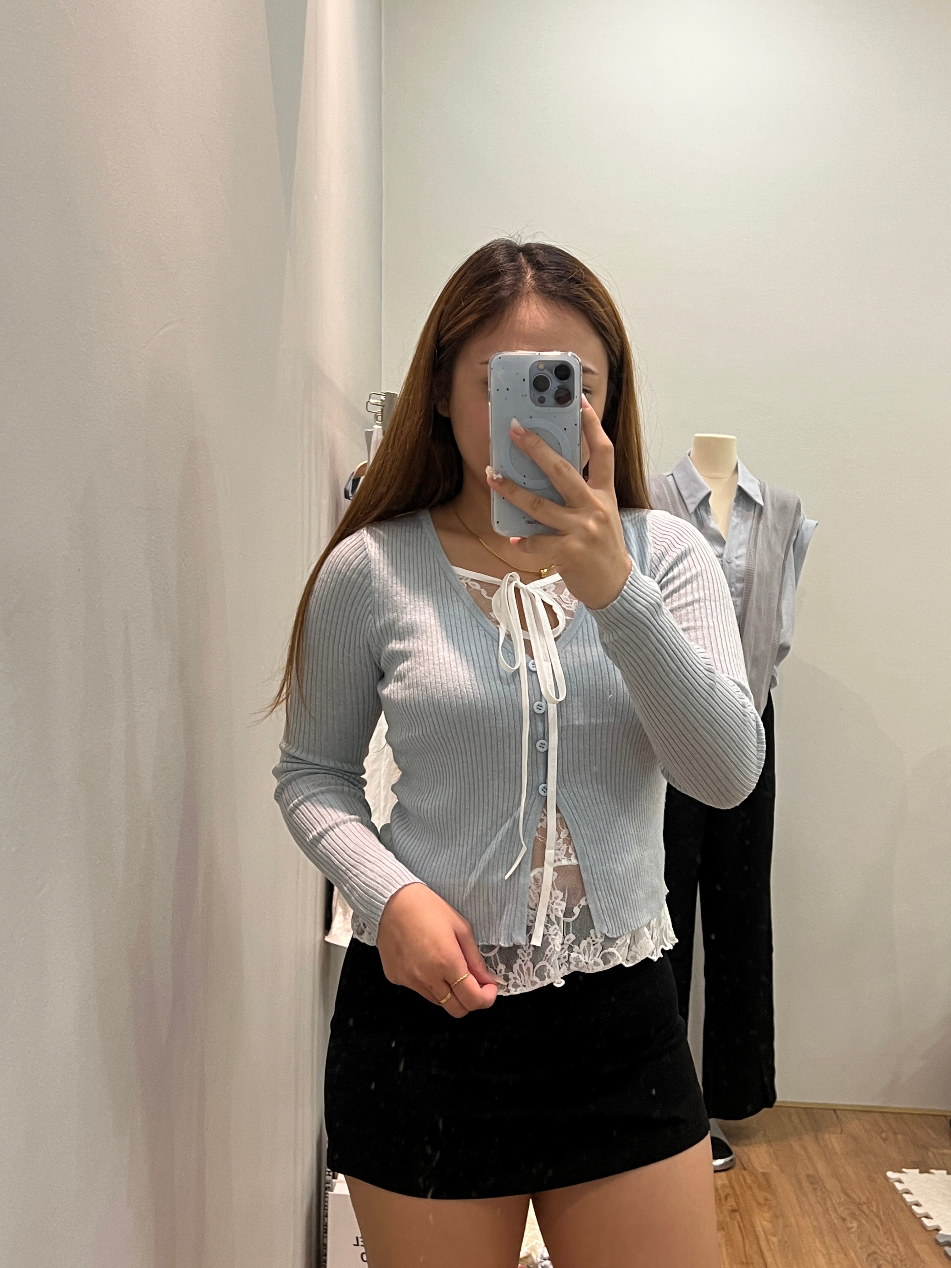 LT004 假两件蕾丝针织衫｜Ready stock 现货