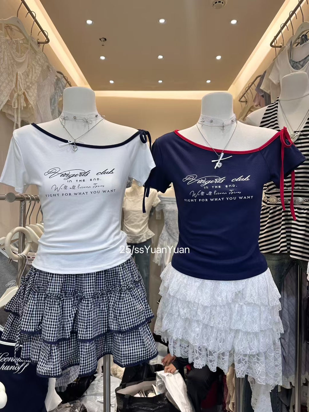 T005 元气少女斜肩蝴蝶结T｜Ready stock 现货