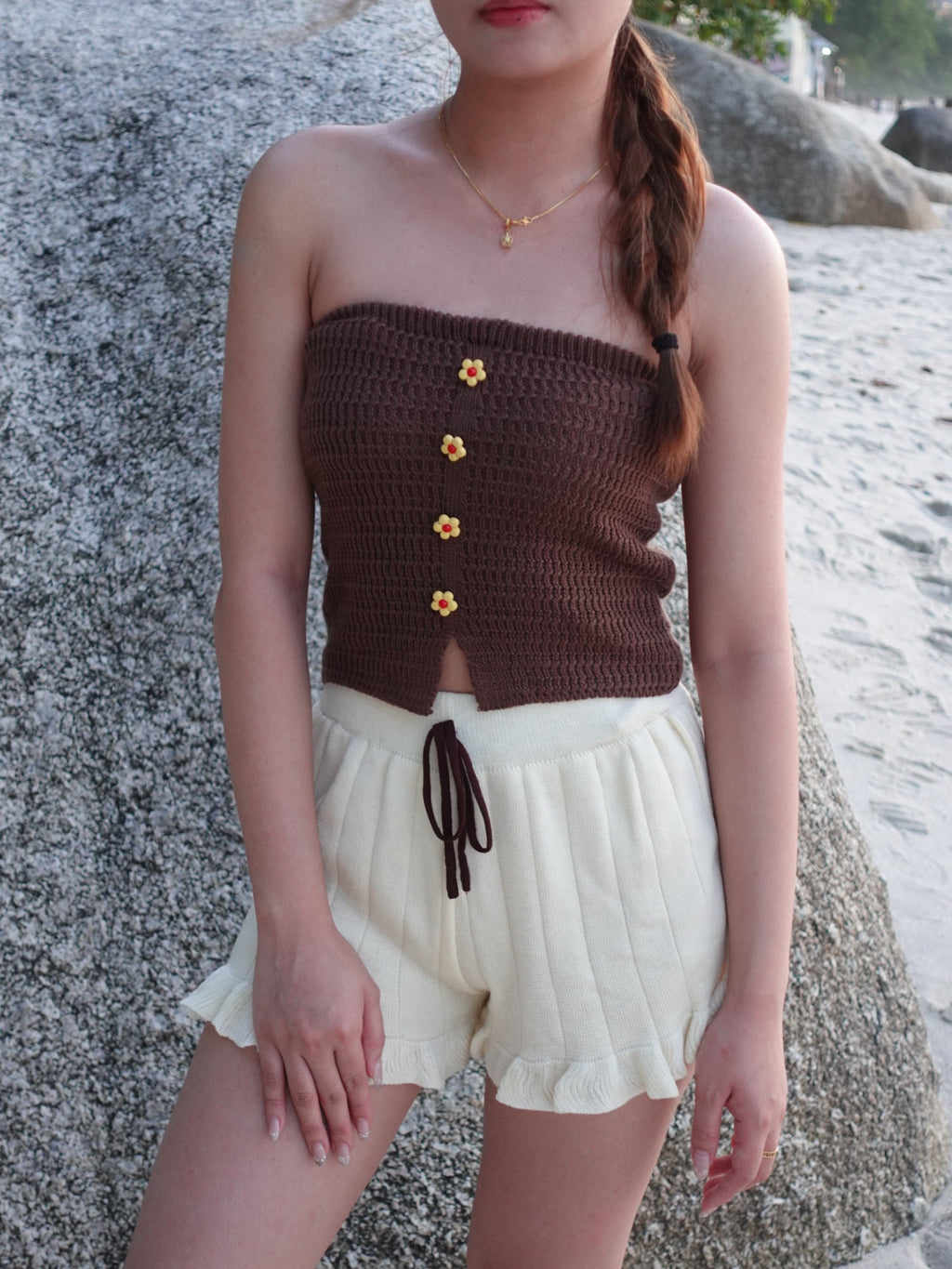 B006 小花针织抹胸上衣 ｜Ready stock 现货