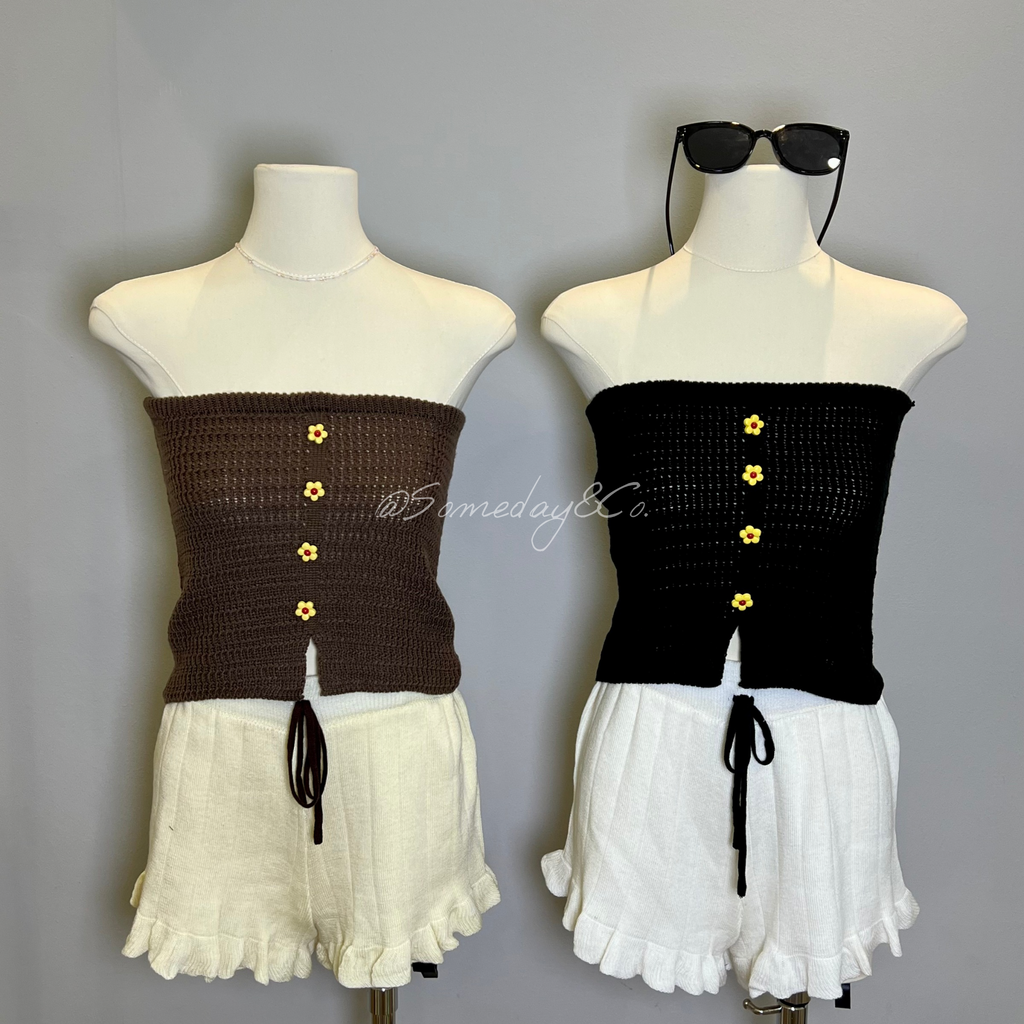 B006 小花针织抹胸上衣 ｜Ready stock 现货