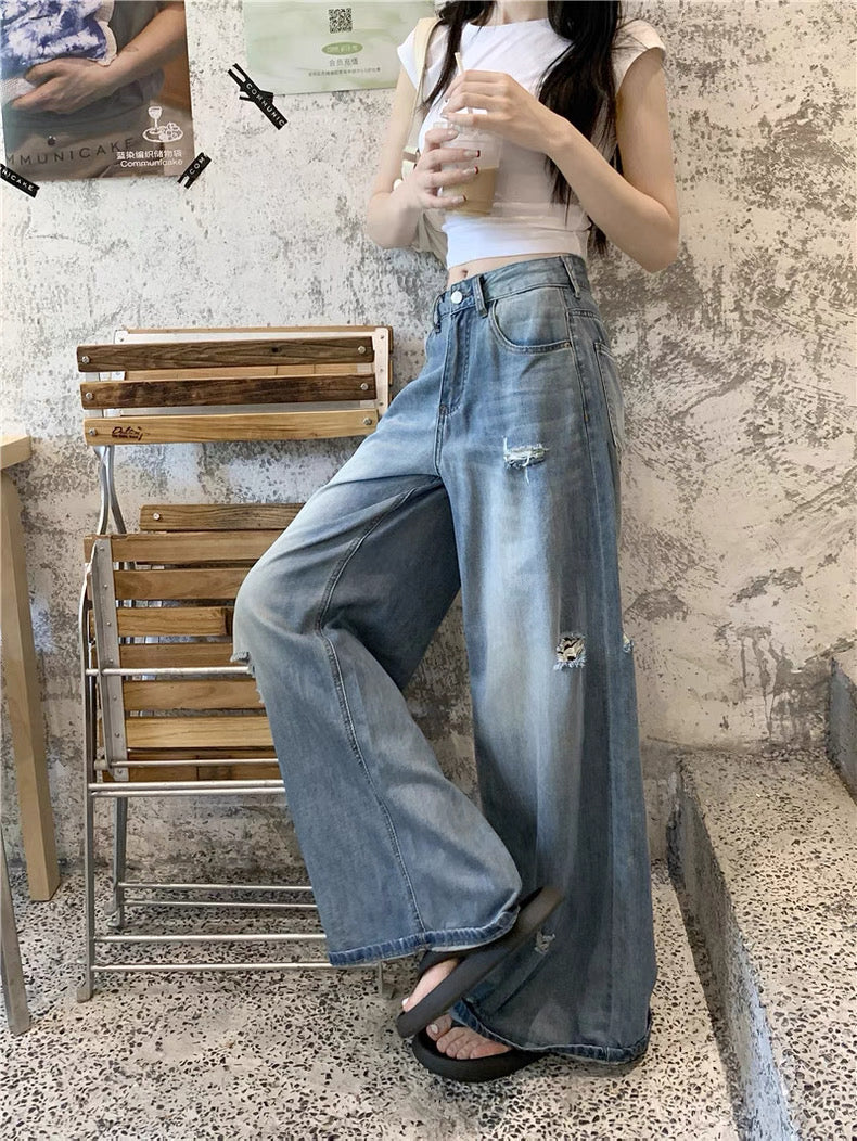 LP002 超百搭柔软面料牛仔阔腿长裤｜Ready Stock 现货