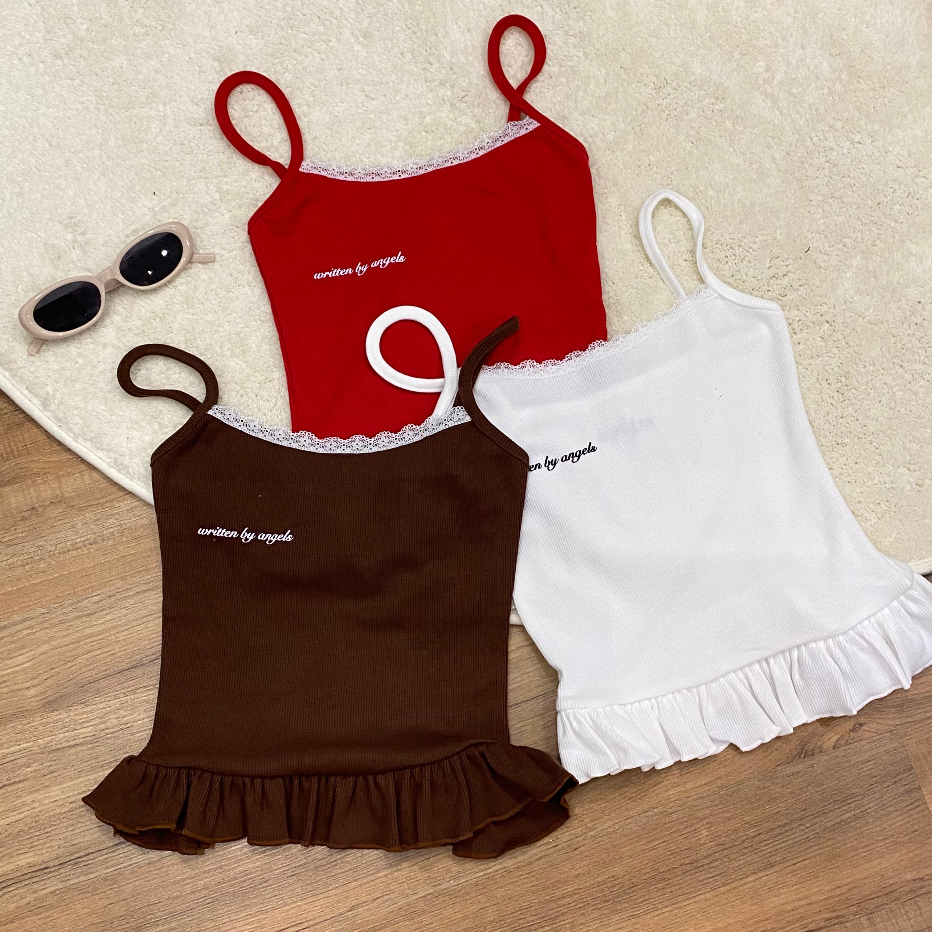 B008字母蕾丝边吊带上衣｜Ready stock 现货