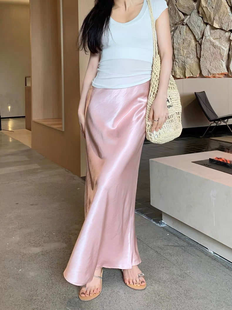 LS002 缎面气质鱼尾长裙｜Ready stock 现货