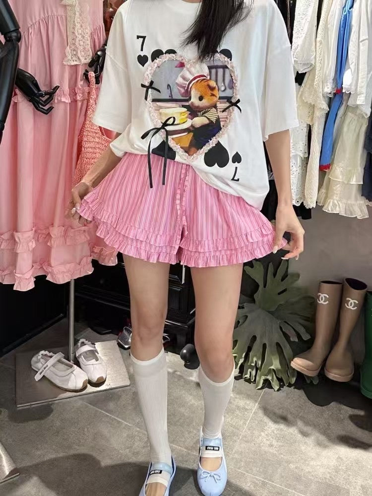 SP008 韩系条纹花边短裤｜Ready stock 现货