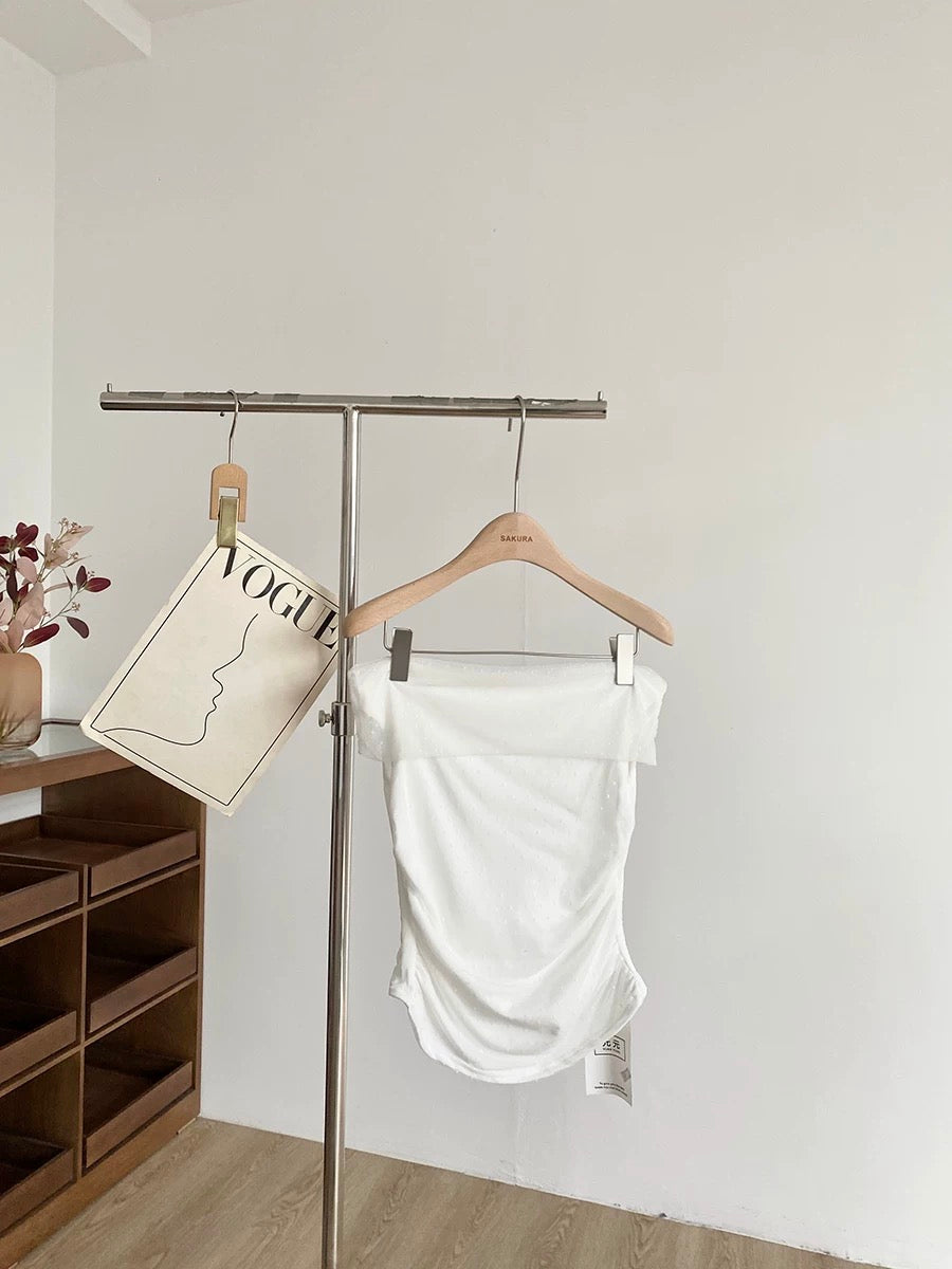 B023 甜美一字肩网纱上衣｜Ready stock 现货