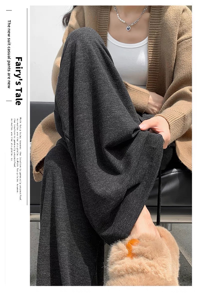 LP003 磨毛阔腿休闲长裤｜Ready stock 现货