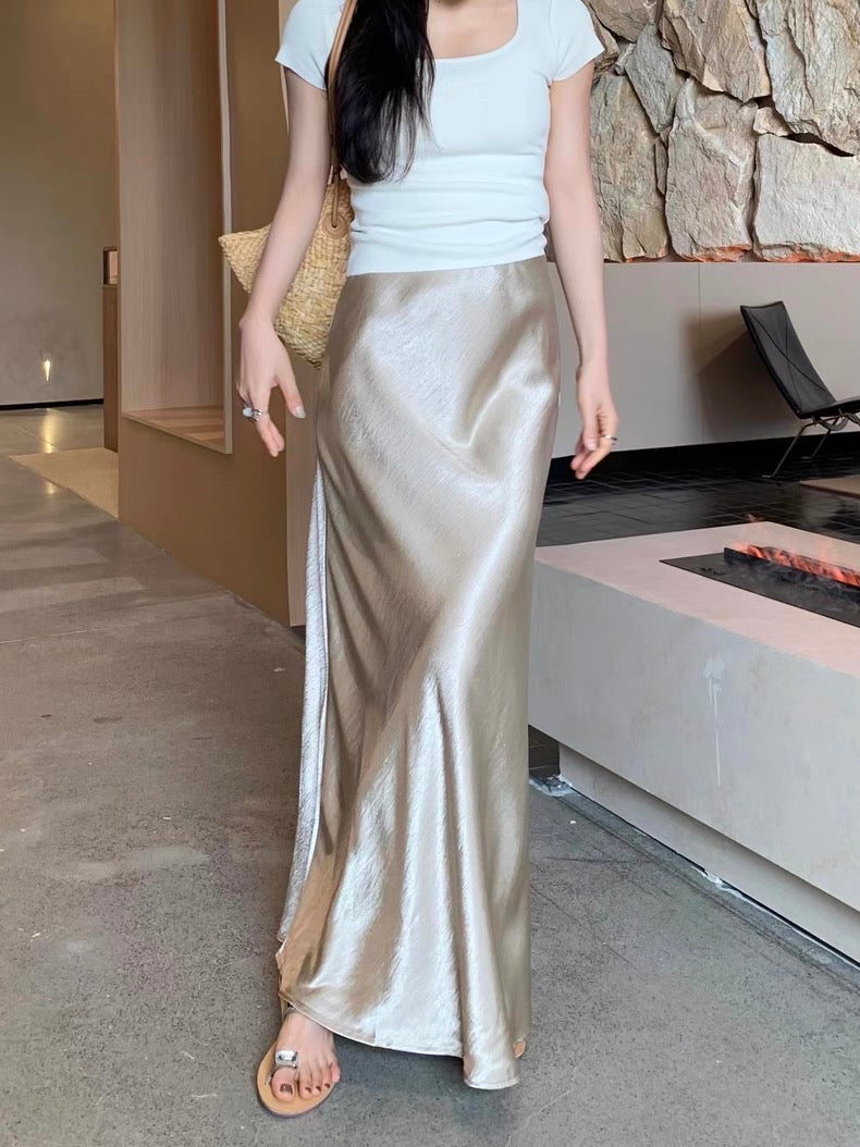 LS002 缎面气质鱼尾长裙｜Ready stock 现货