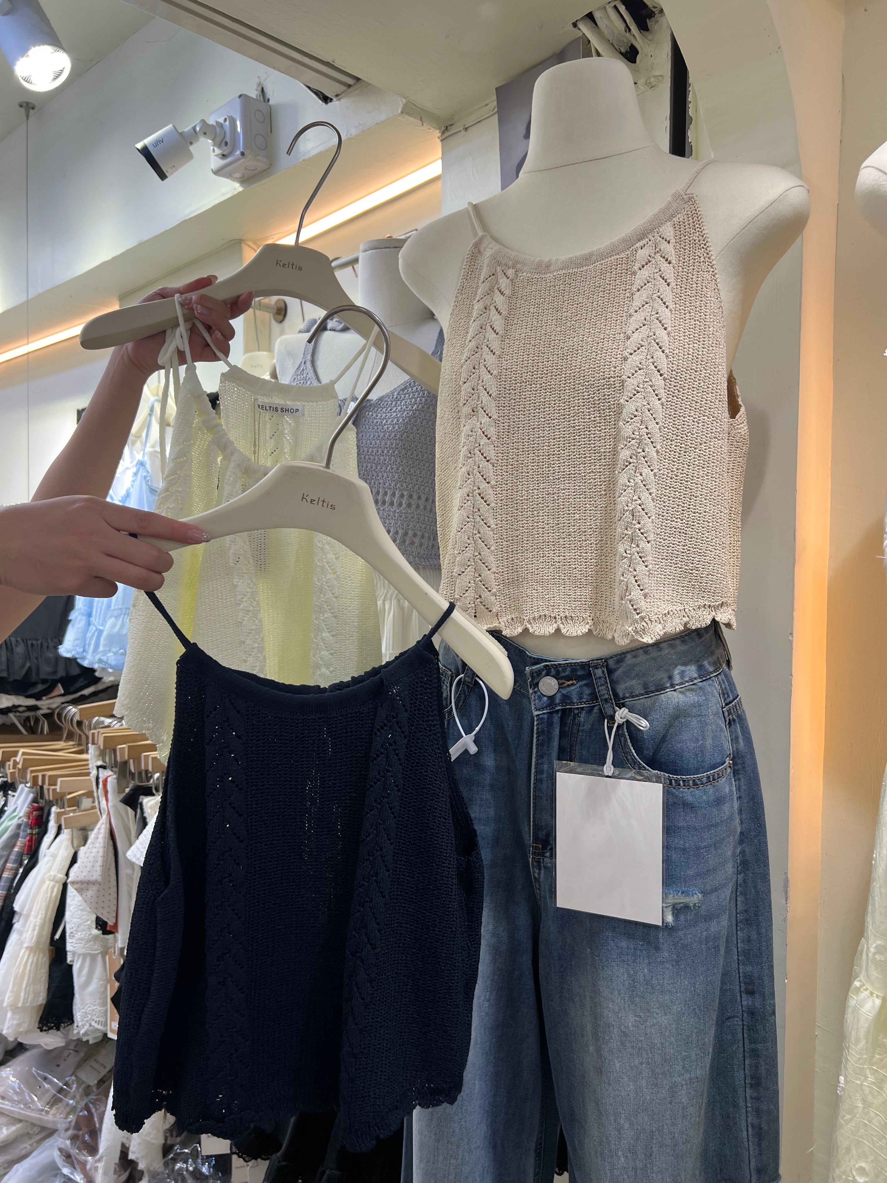 B021 气质挂脖绑带针织上衣｜Ready stock 现货