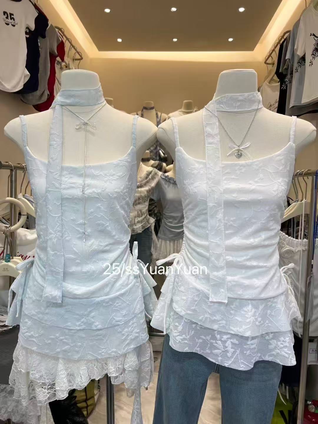 B024 甜美挂脖飘带吊带上衣｜Ready stock 现货