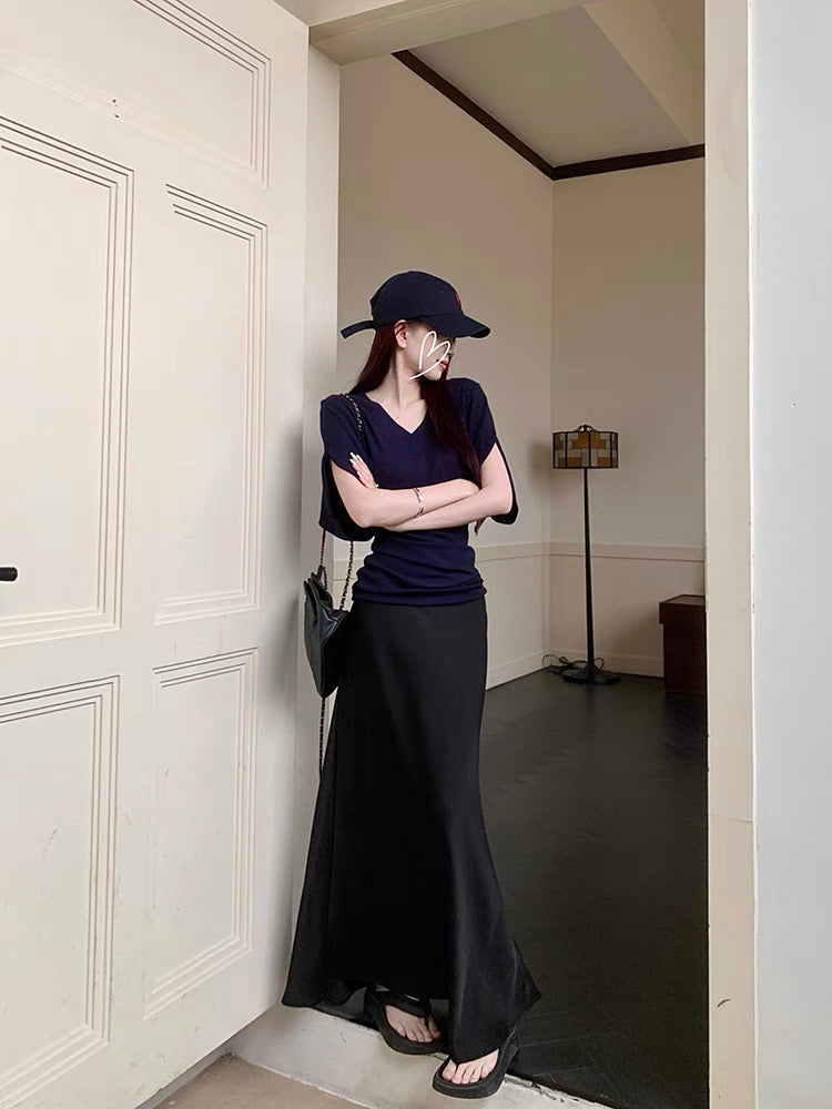 LS002 缎面气质鱼尾长裙｜Ready stock 现货