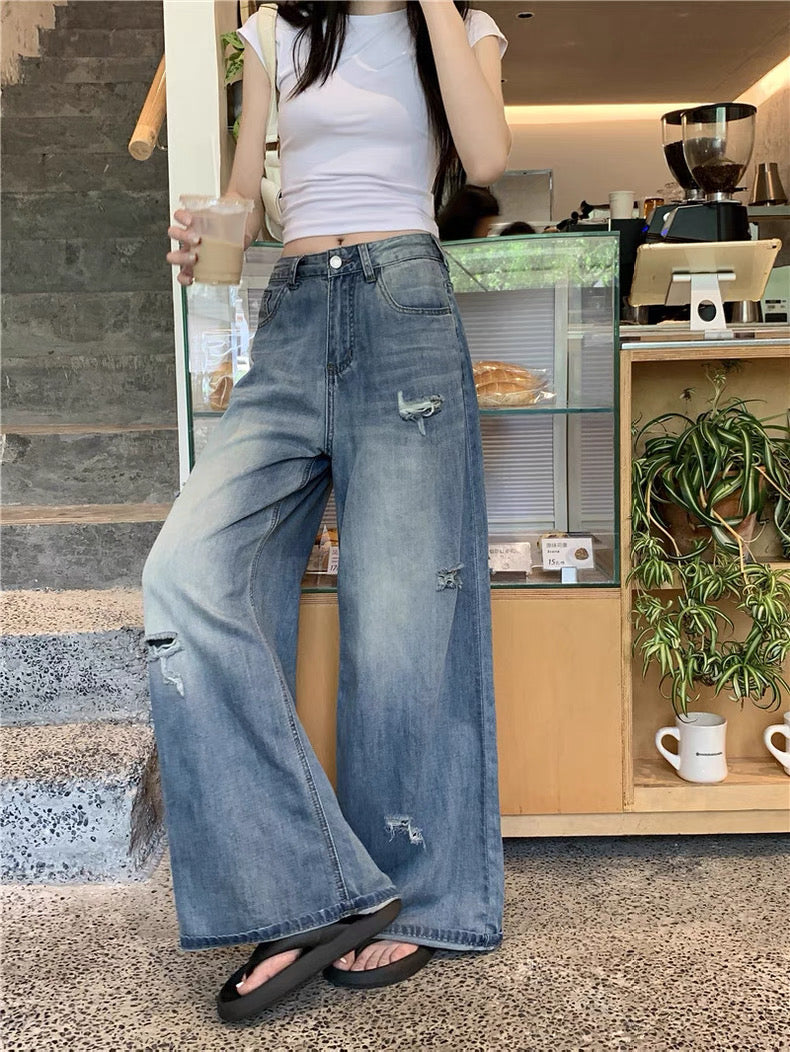 LP002 超百搭柔软面料牛仔阔腿长裤｜Ready Stock 现货