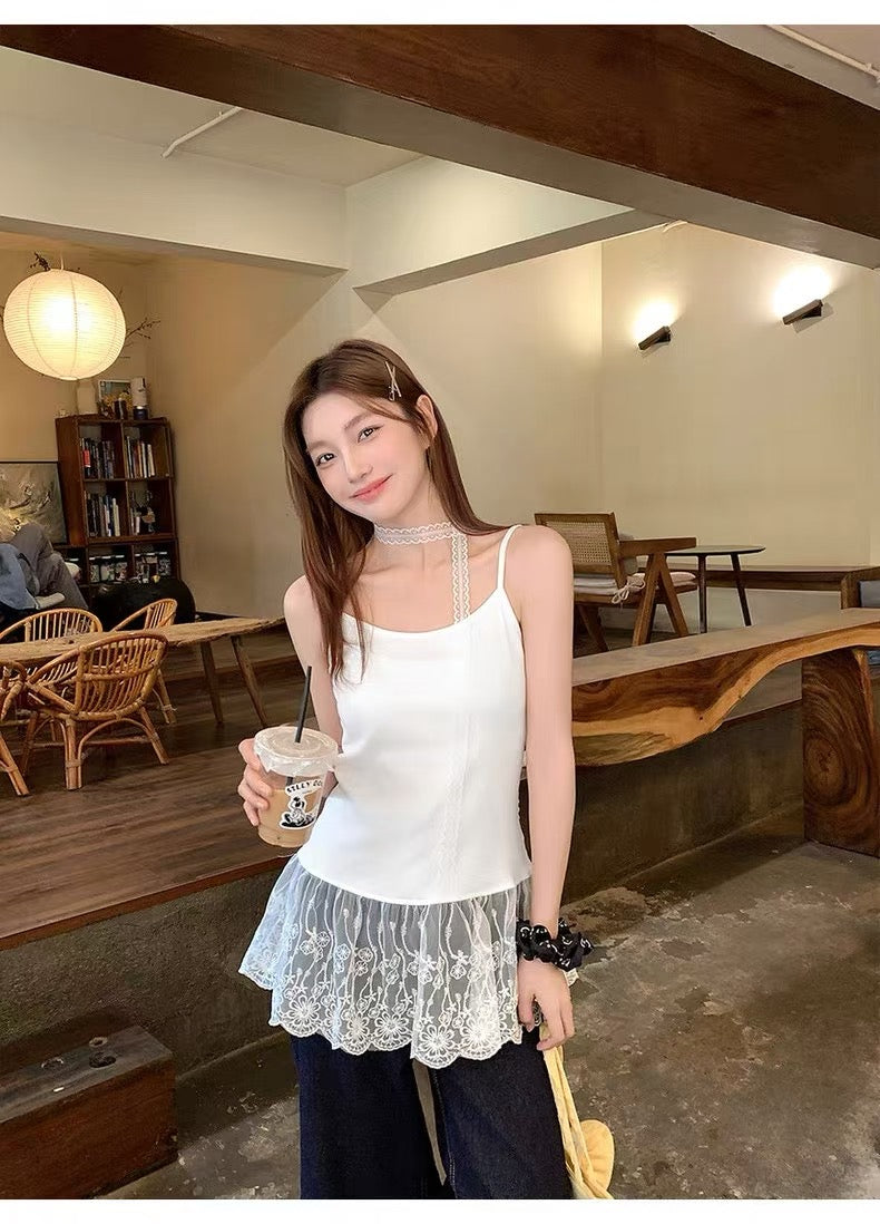 B027 纯欲蕾丝边吊带上衣｜Ready stock 现货