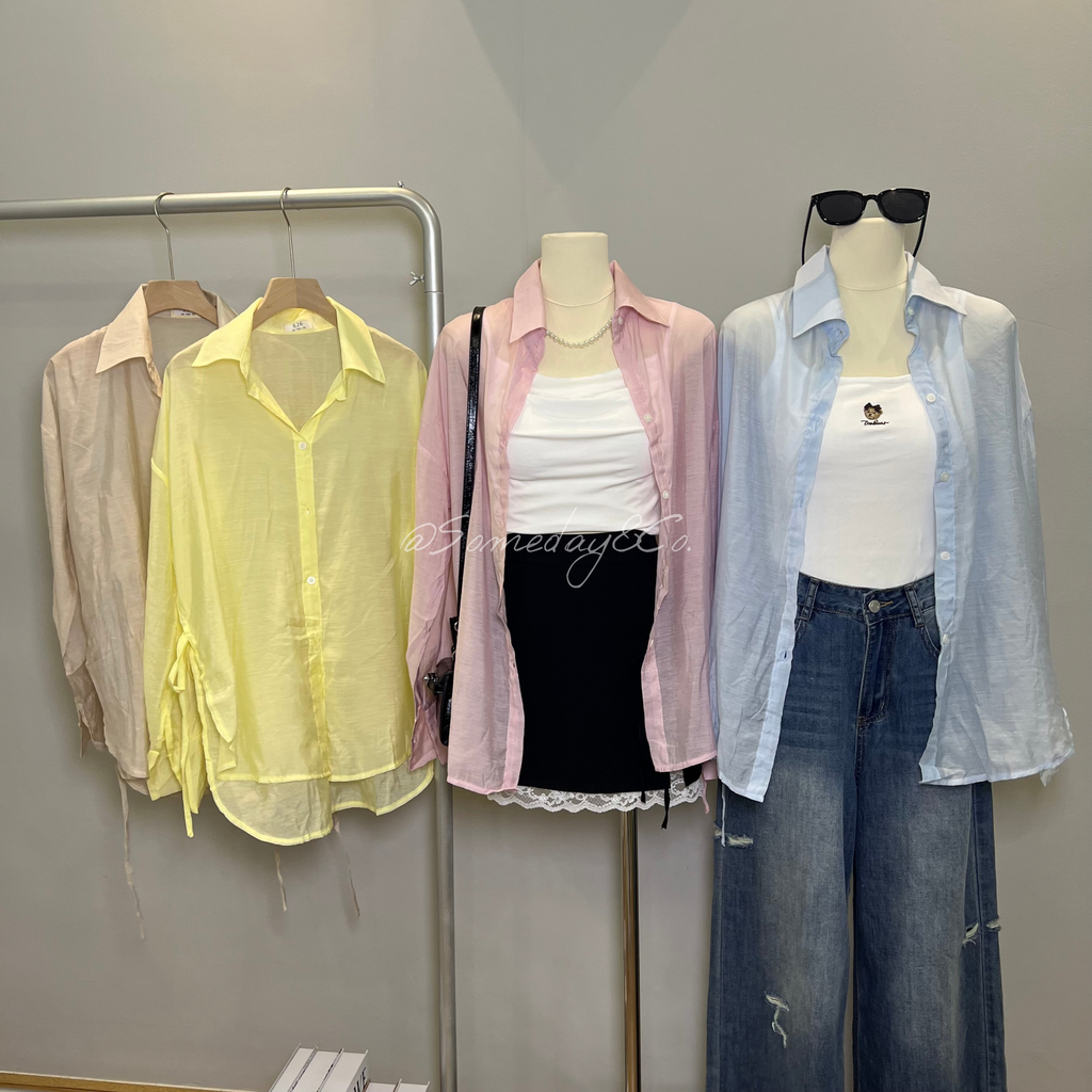 C001 微透侧边绑带防晒衬衫｜Ready stock 现货