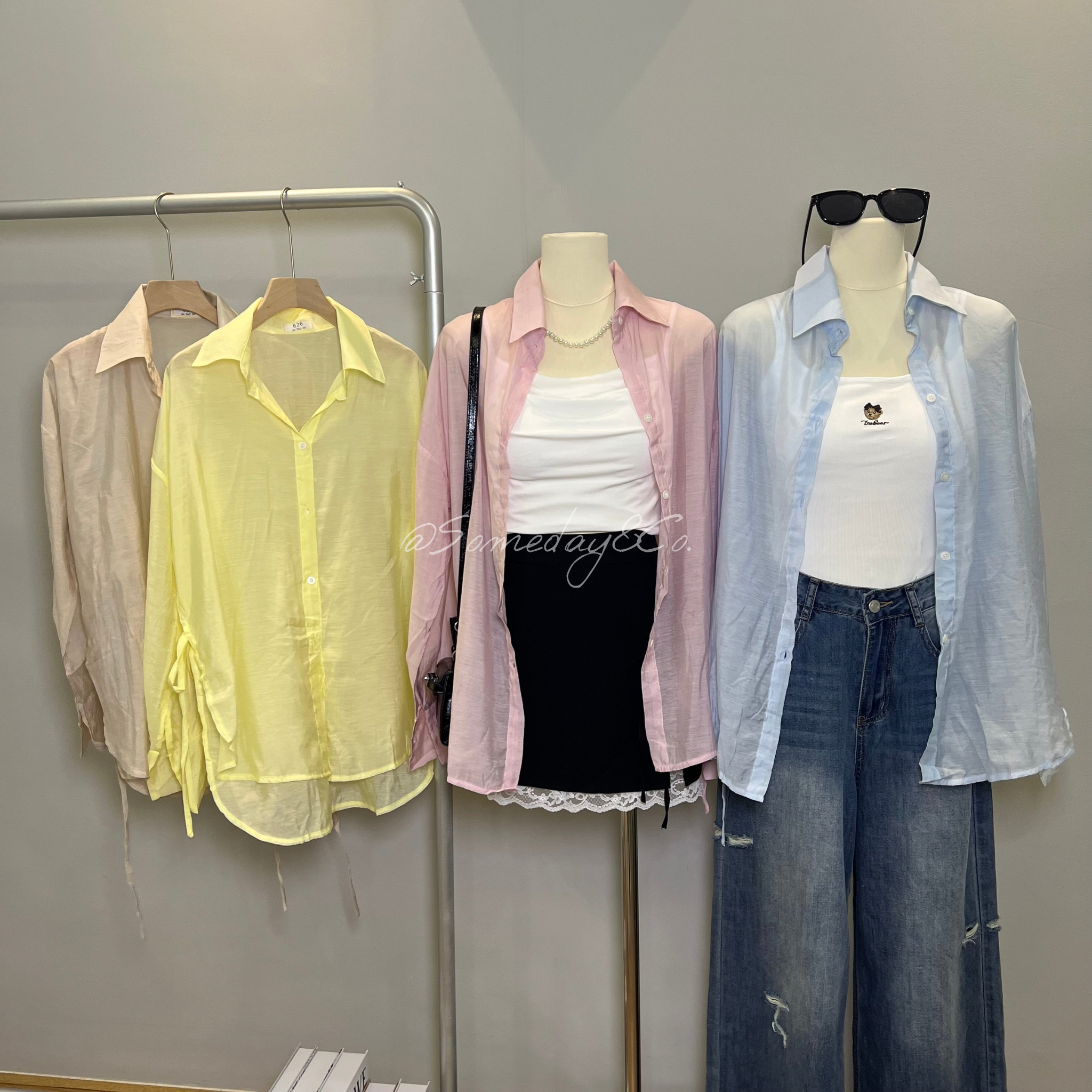 C001 微透侧边绑带防晒衬衫｜Ready stock 现货