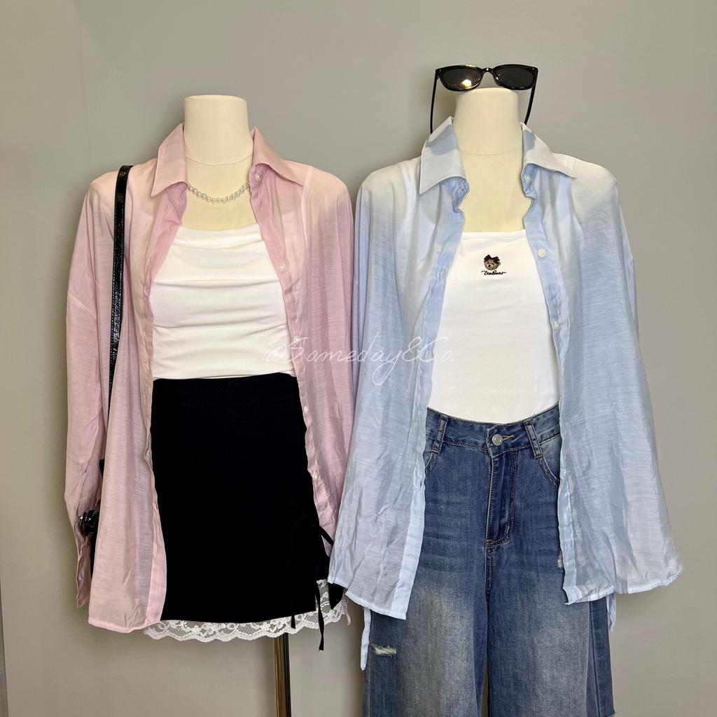 C001 微透侧边绑带防晒衬衫｜Ready stock 现货