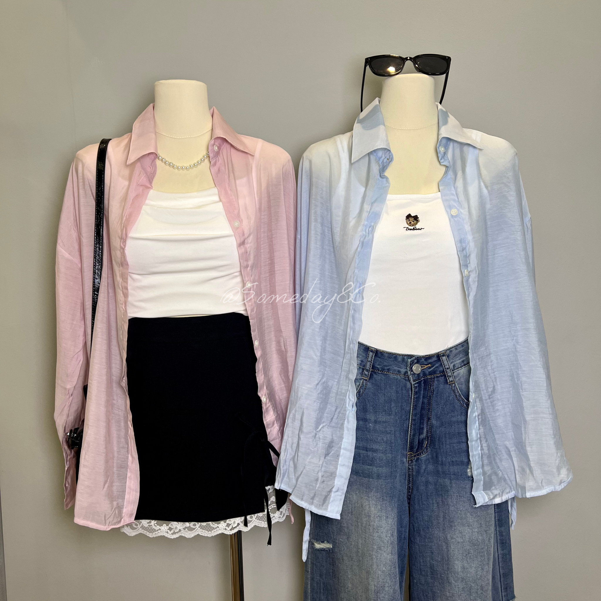 C001 微透侧边绑带防晒衬衫｜Ready stock 现货