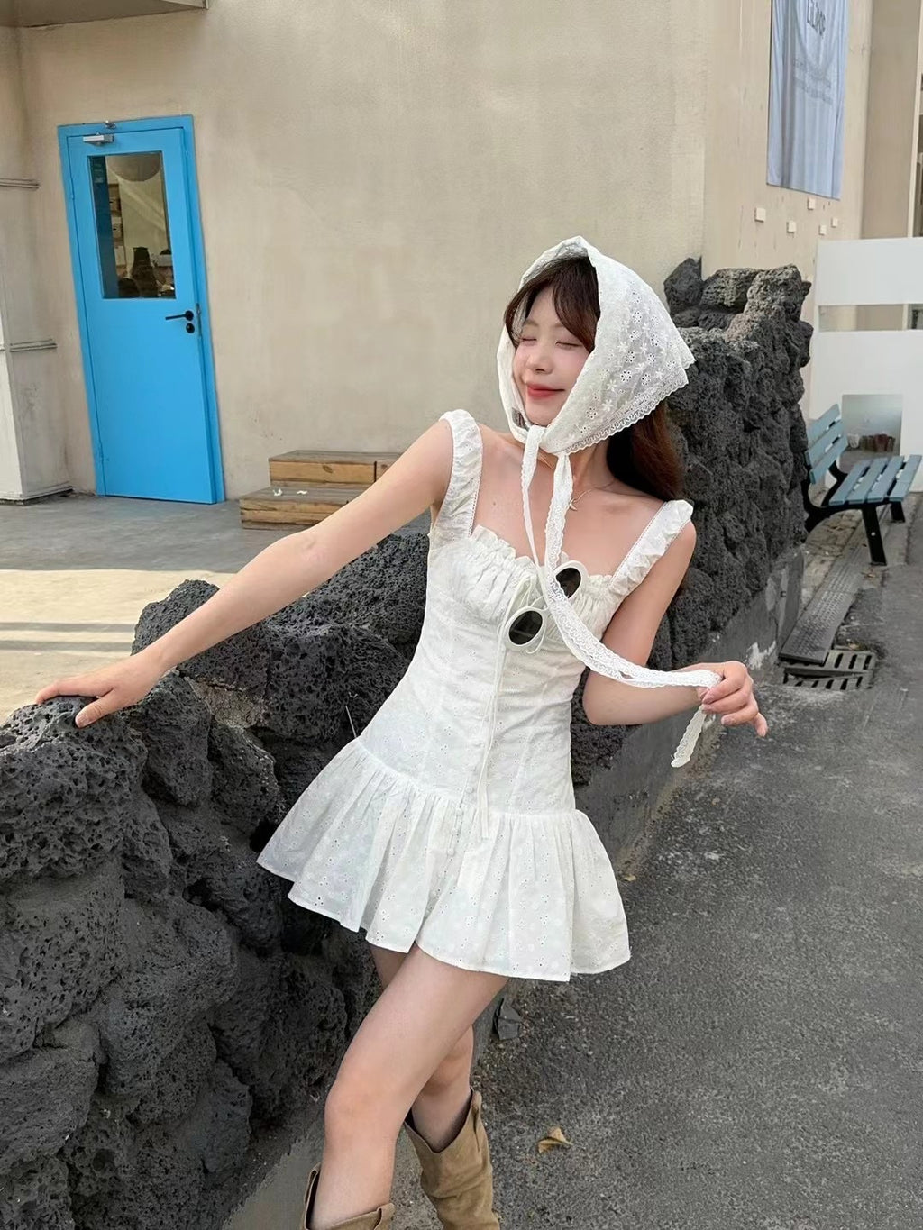 S005 刺绣小花吊带连衣裙｜Ready stock 现货