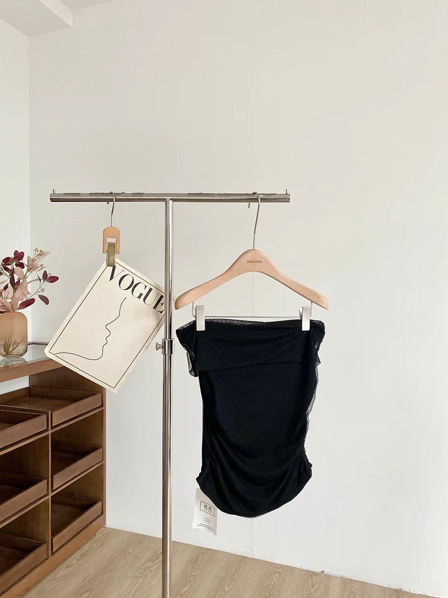 B023 甜美一字肩网纱上衣｜Ready stock 现货