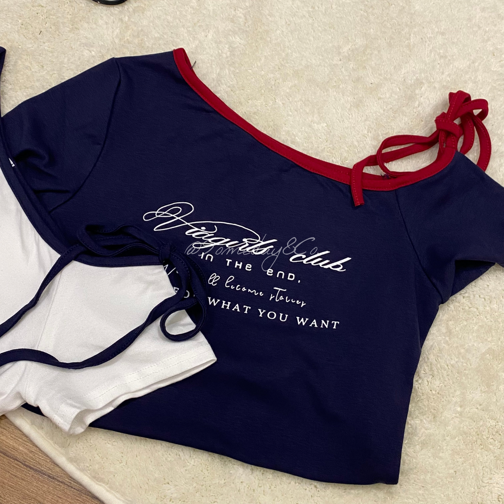 T005 元气少女斜肩蝴蝶结T｜Ready stock 现货