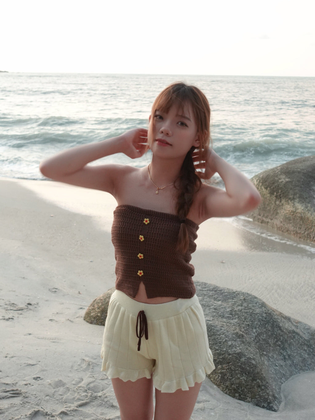 B006 小花针织抹胸上衣 ｜Ready stock 现货