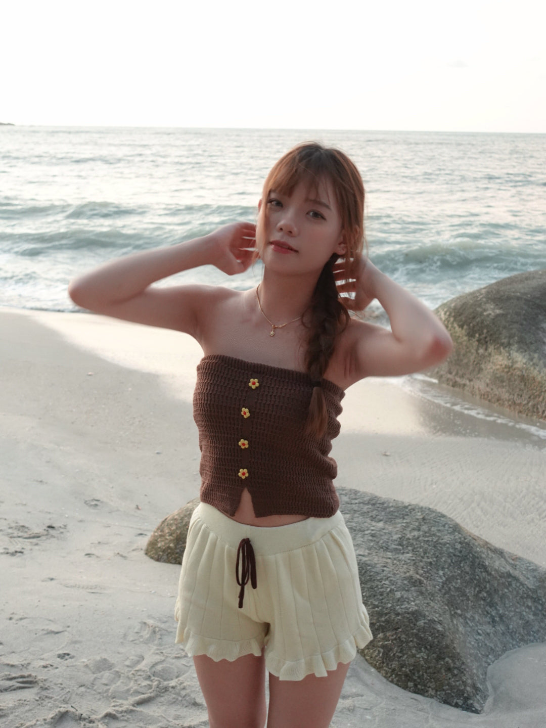 B006 小花针织抹胸上衣 ｜Ready stock 现货