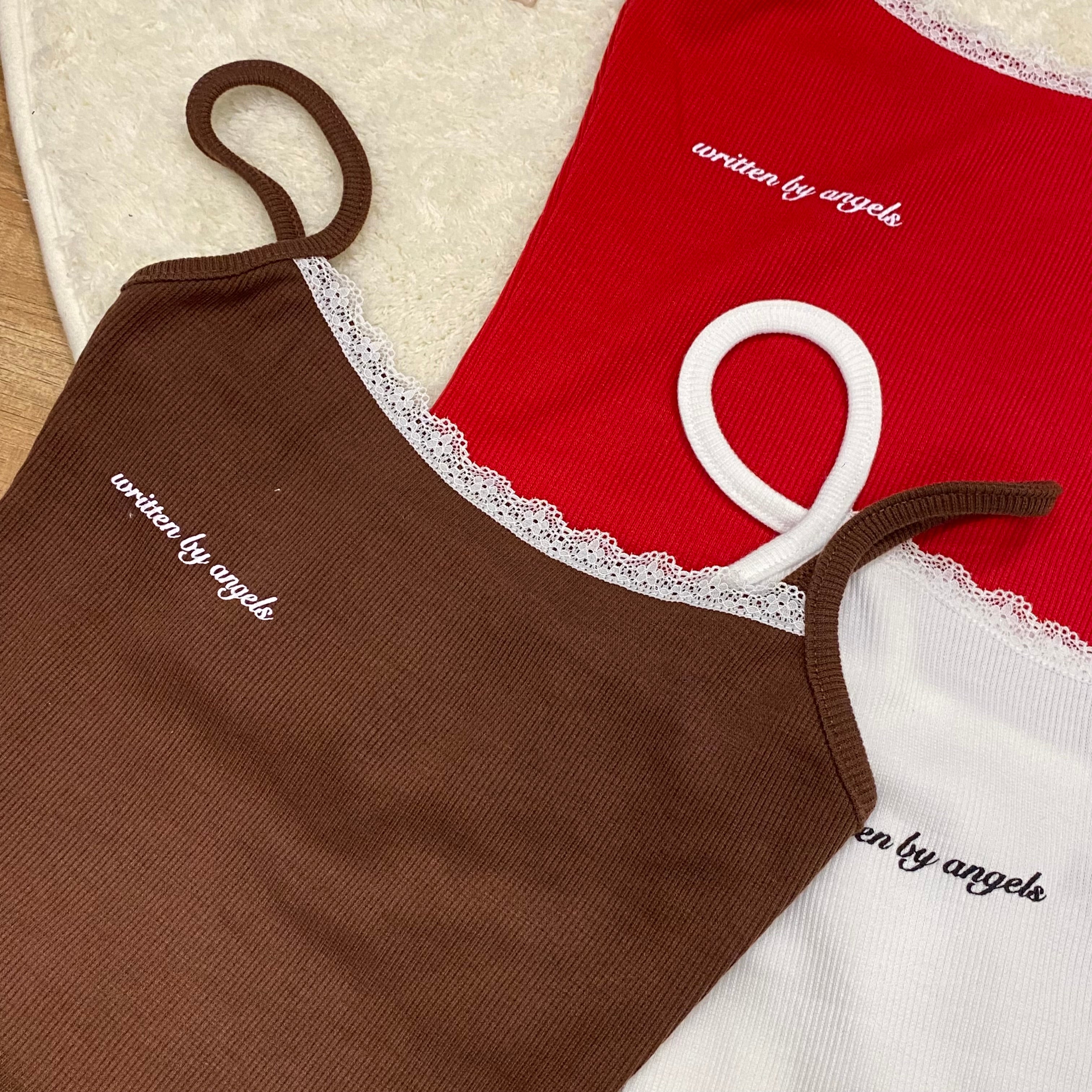 B008字母蕾丝边吊带上衣｜Ready stock 现货