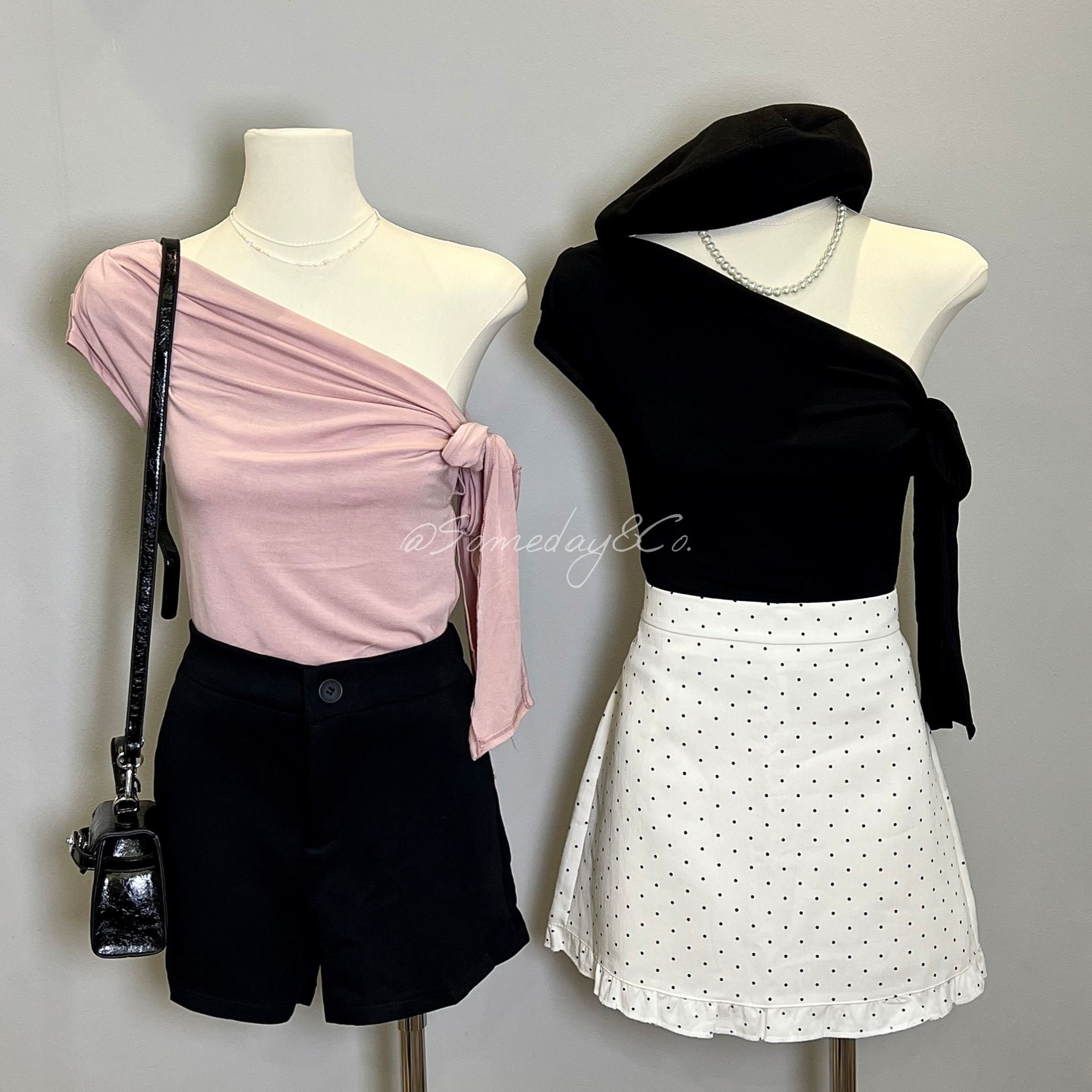 T005 莫代尔面料气质斜肩上衣｜Ready Stock 现货