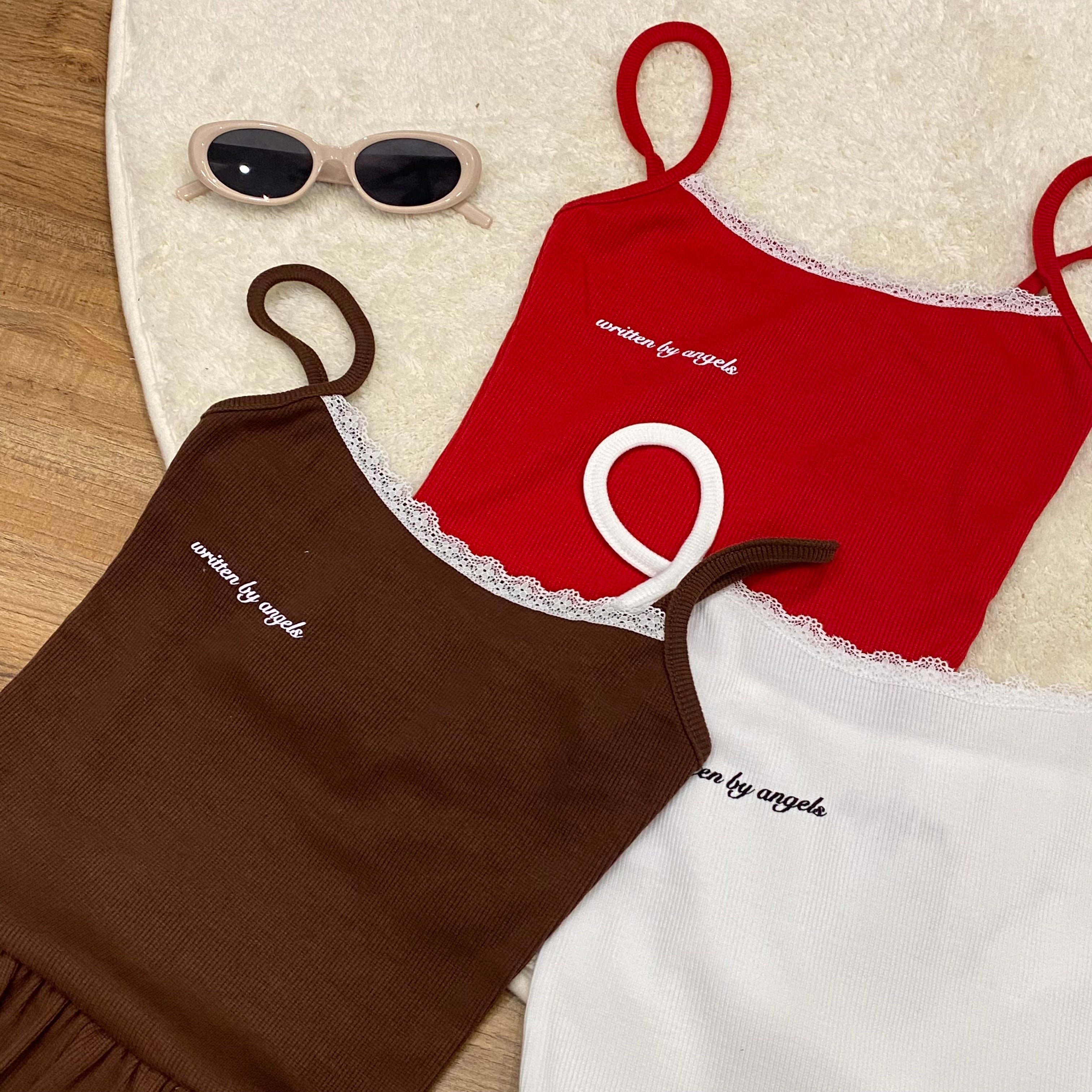 B008字母蕾丝边吊带上衣｜Ready stock 现货