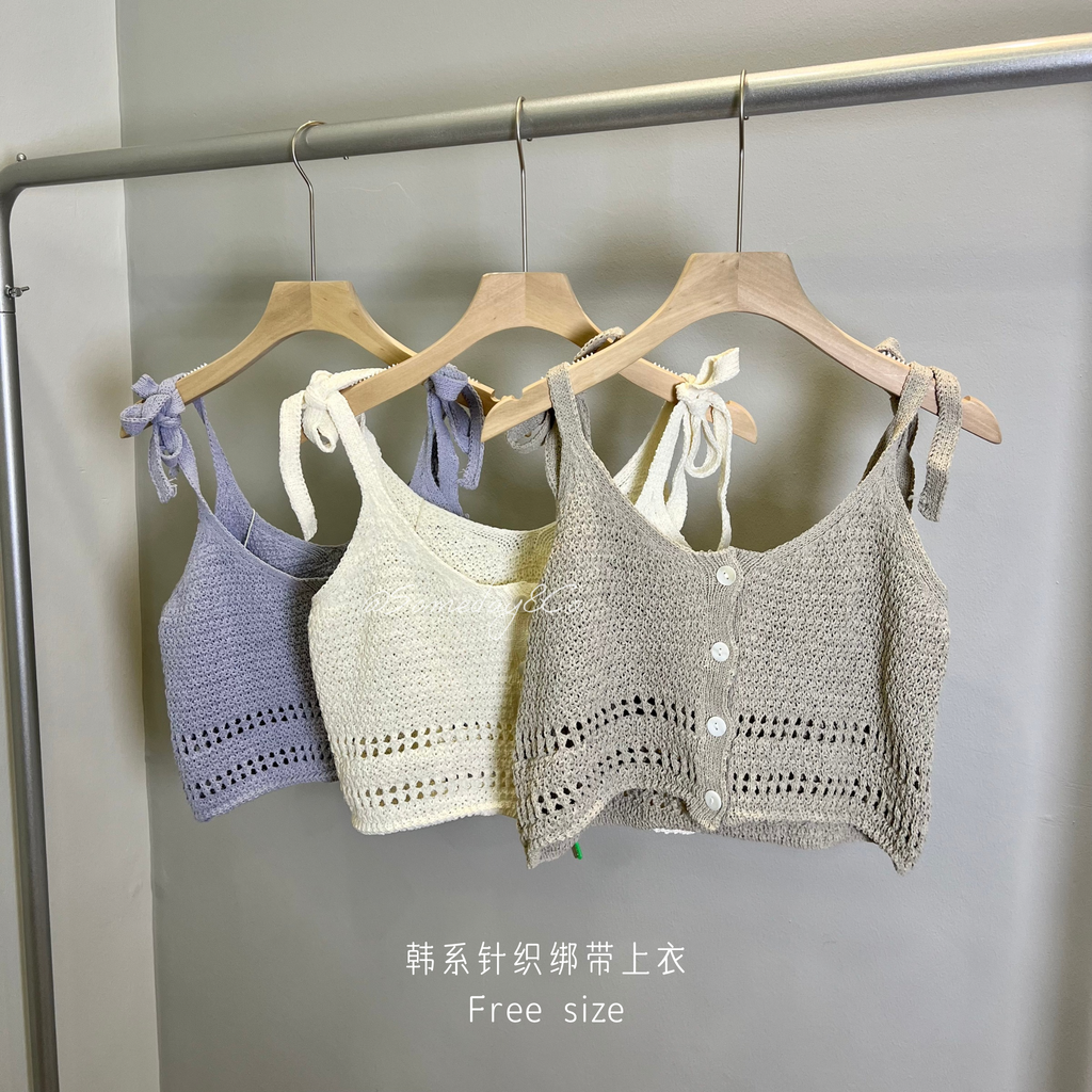 B020 韩系绑带针织上衣｜Ready stock 现货