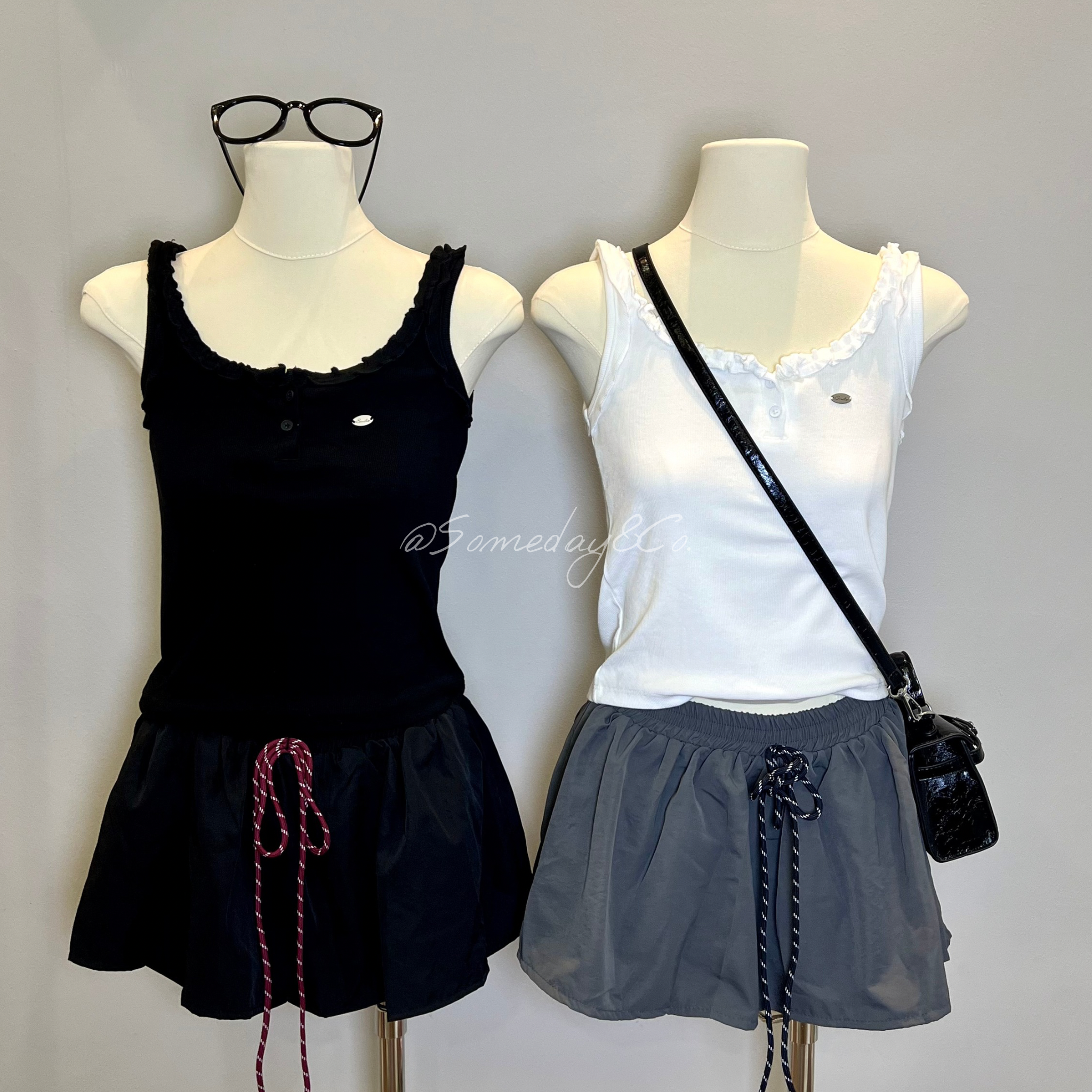 SS006 美式辣妹风撞色短裙｜Ready stock 现货