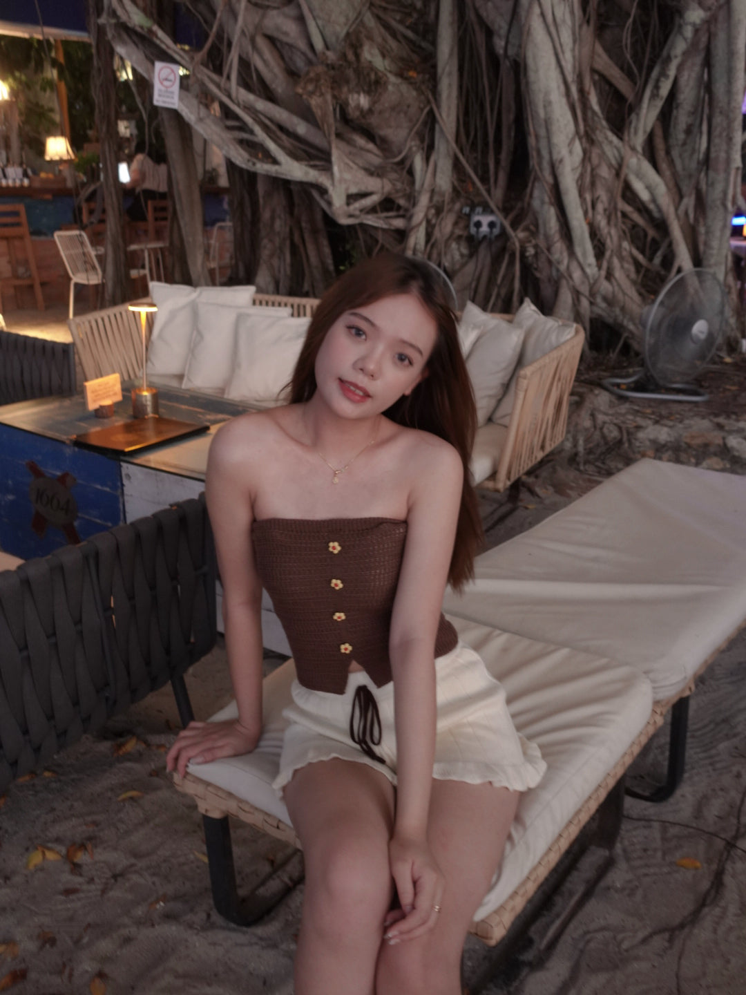 B006 小花针织抹胸上衣 ｜Ready stock 现货