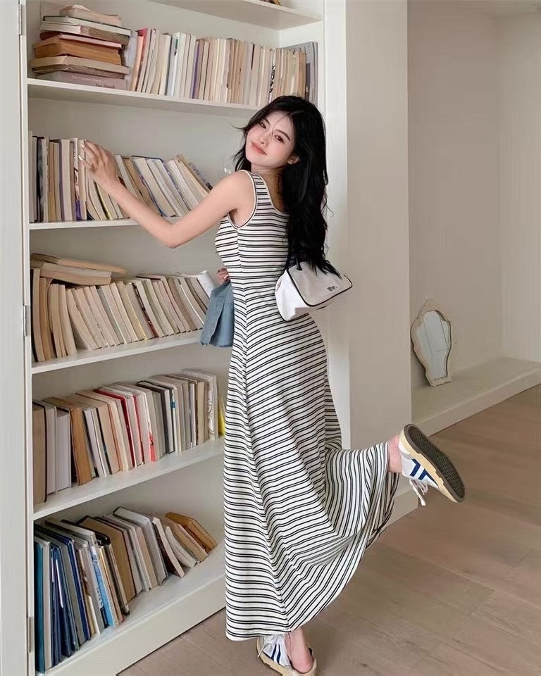 S008 韩系条纹针织长裙｜Ready stock 现货