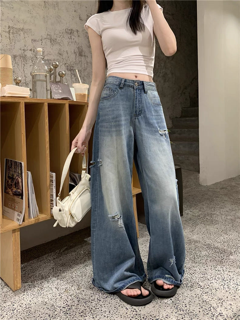 LP002 超百搭柔软面料牛仔阔腿长裤｜Ready Stock 现货
