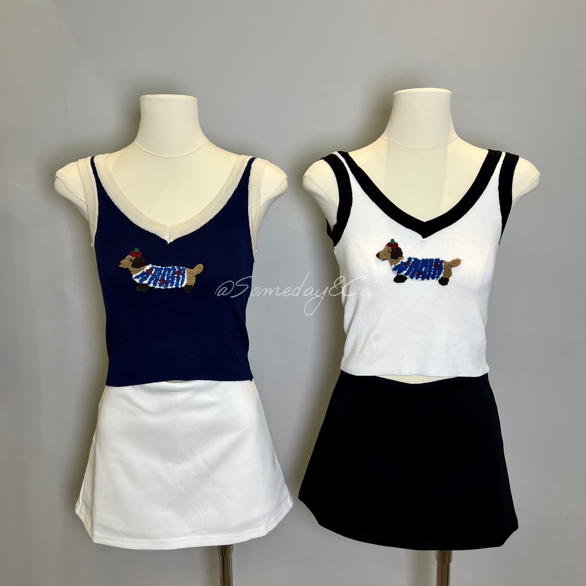 B019 刺绣腊肠狗针织上衣｜Ready Stock 现货